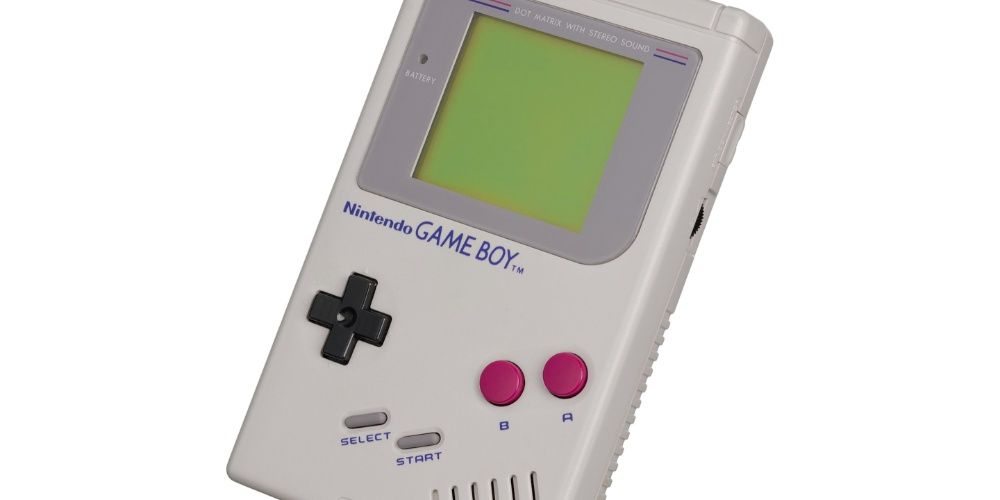 Nintendo Game Boy in front of white background.