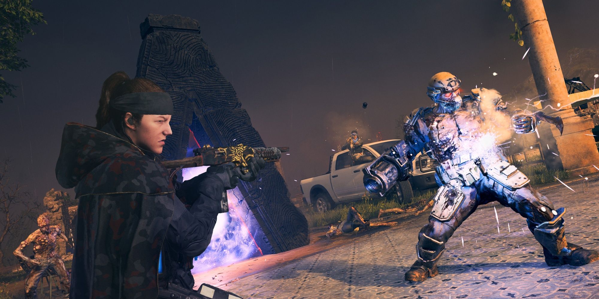 Modern Warfare 3 Zombies Operator Fighting Mauler Outside Dark Aether Rift