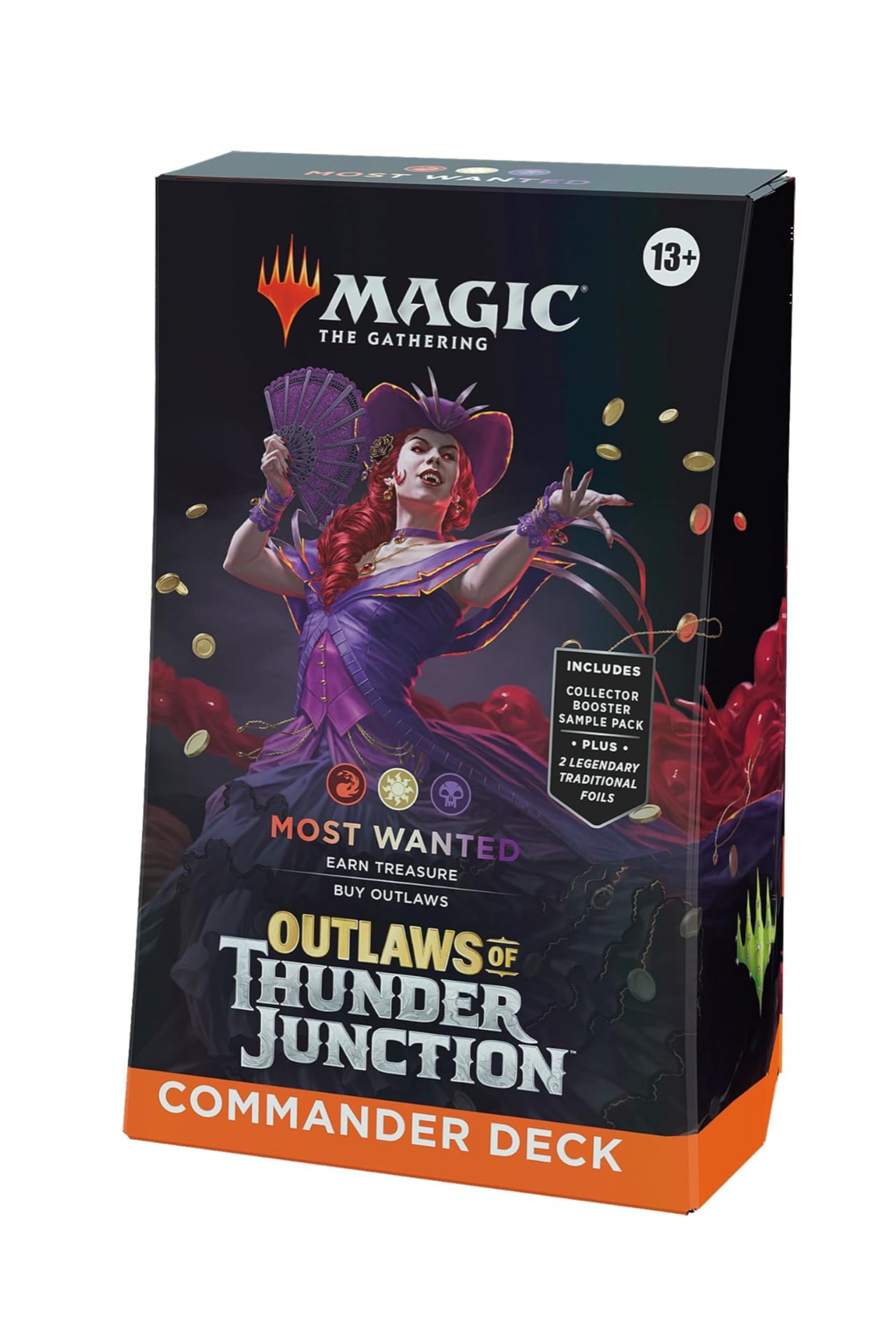 The cover of Outlaws of Thunder Junction's Most Wanted Commander deck.