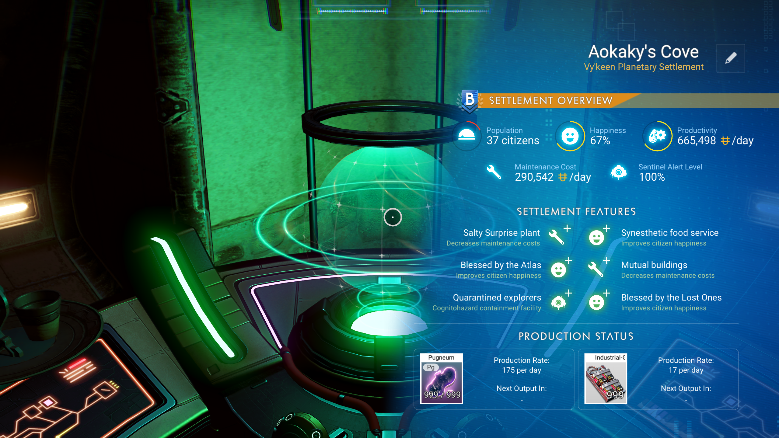 No Man's Sky Settlement Management Screen