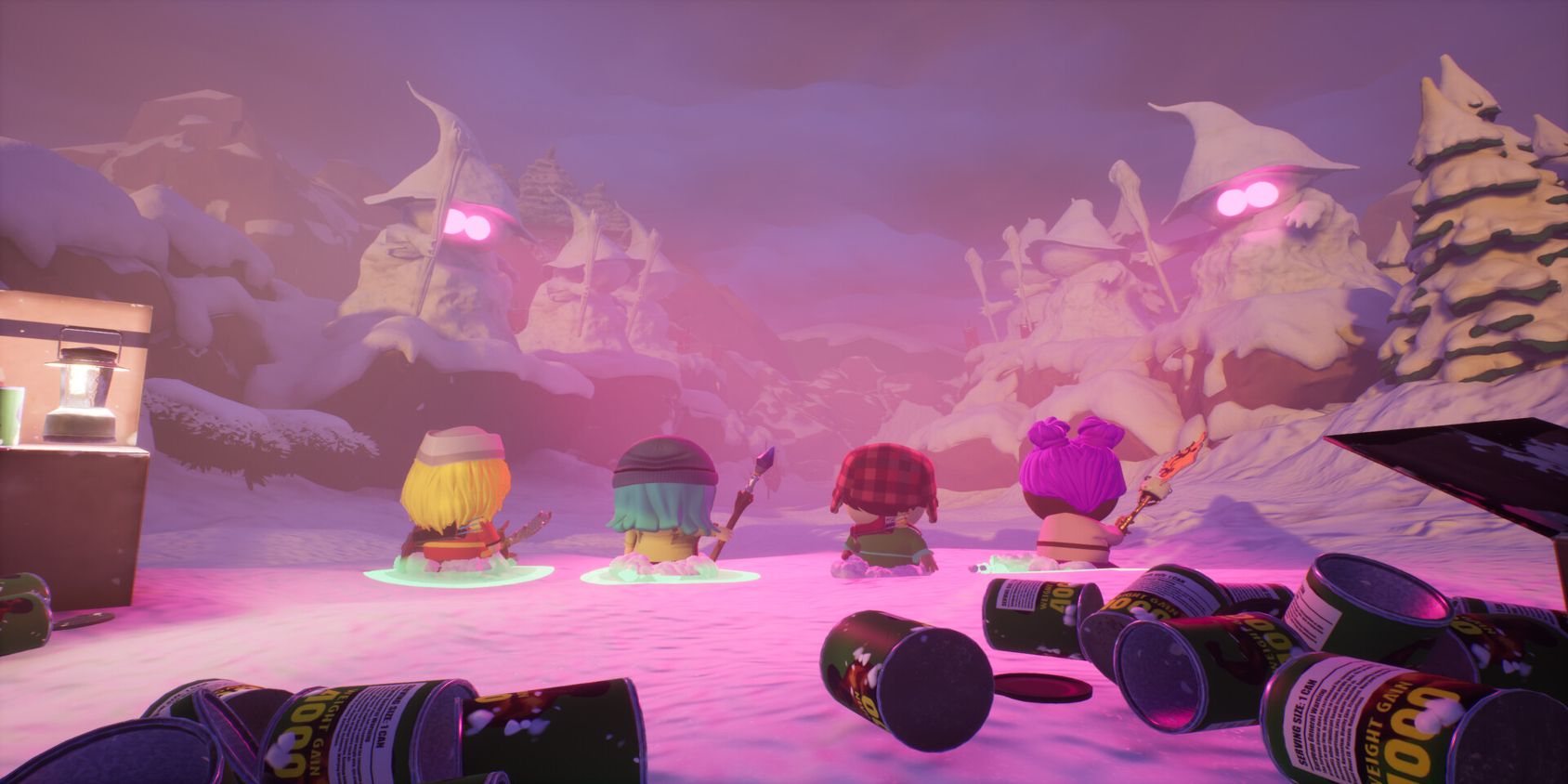 Players standing in open path from South Park Snow Day!