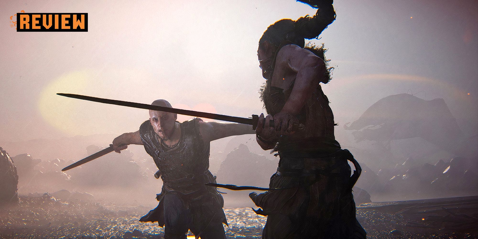 Hellblade 2 review card with Senua swinging her sword