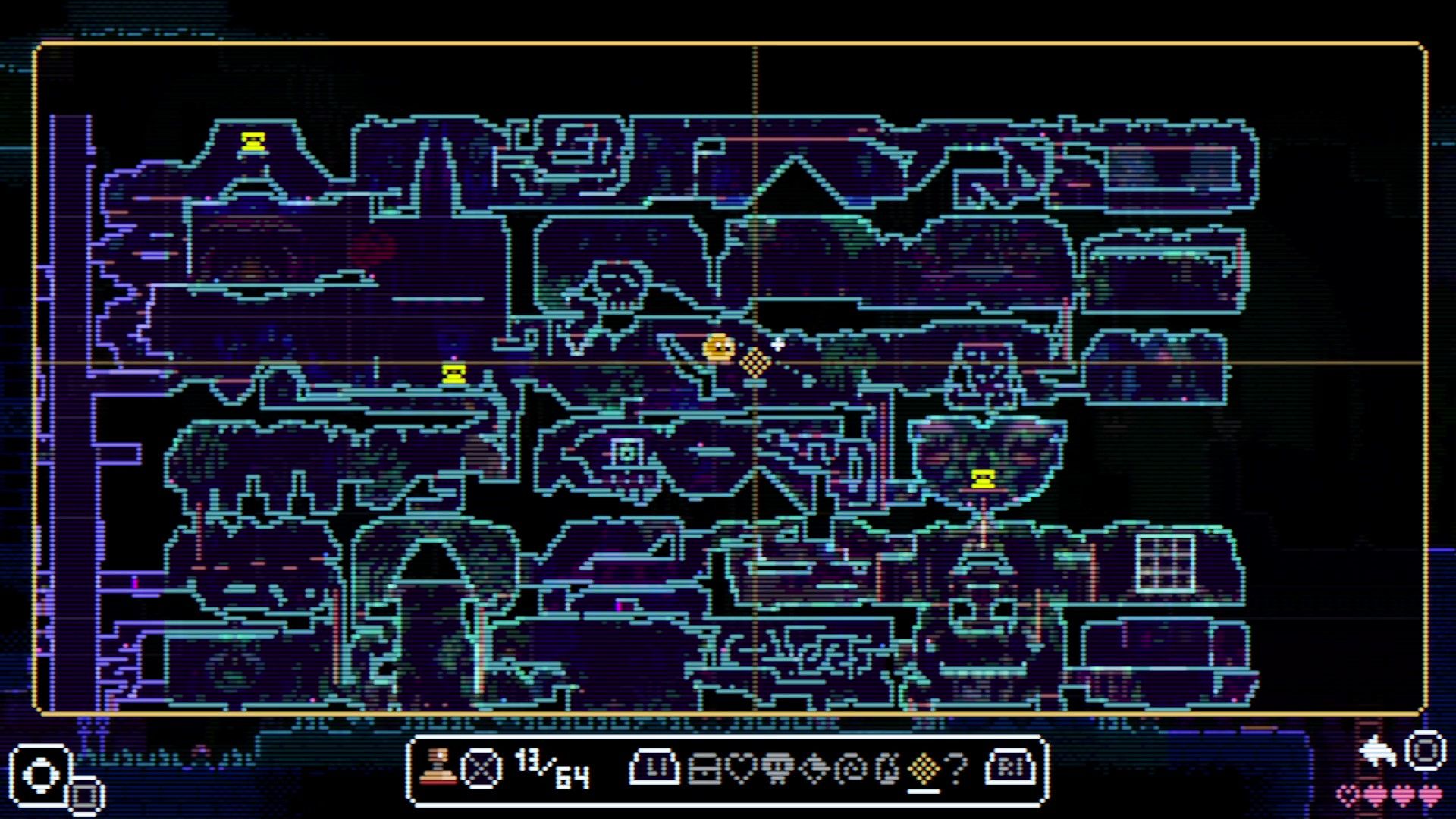 A map marking the location of the bear warp point in Animal Well.