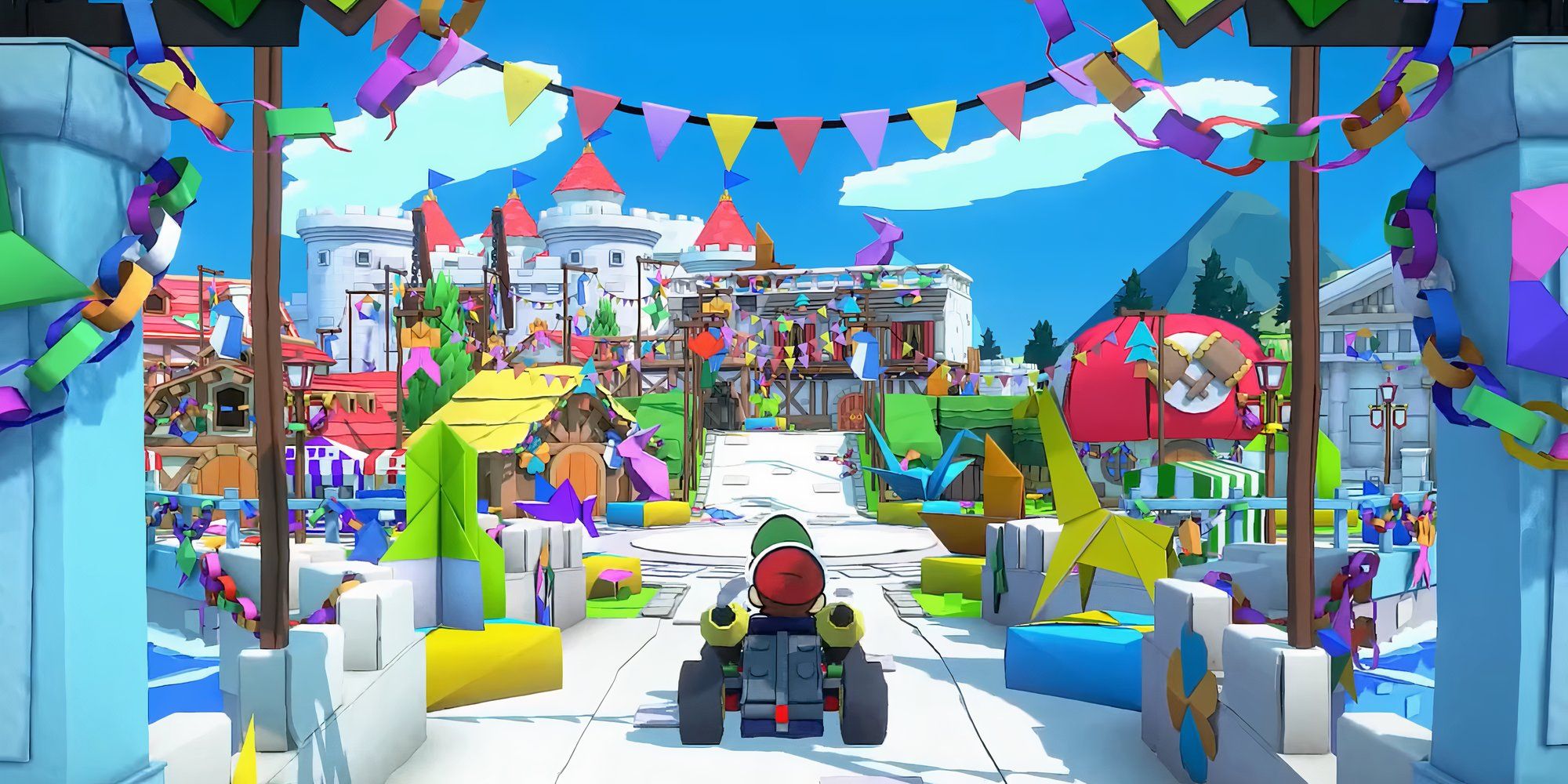 A screencap of the colorful world The Origami King