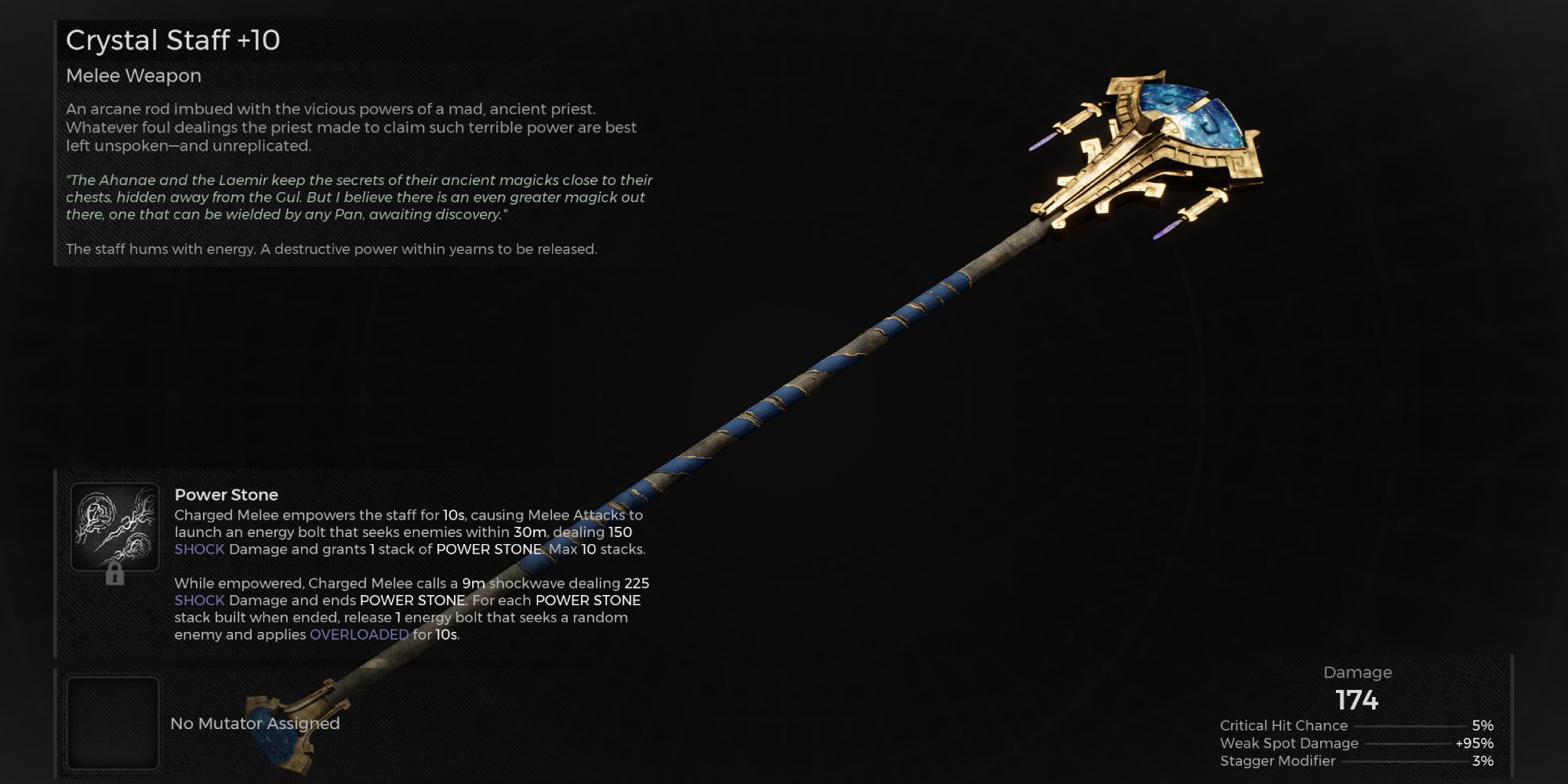 Crystal Staff melee weapon - Remnant 2