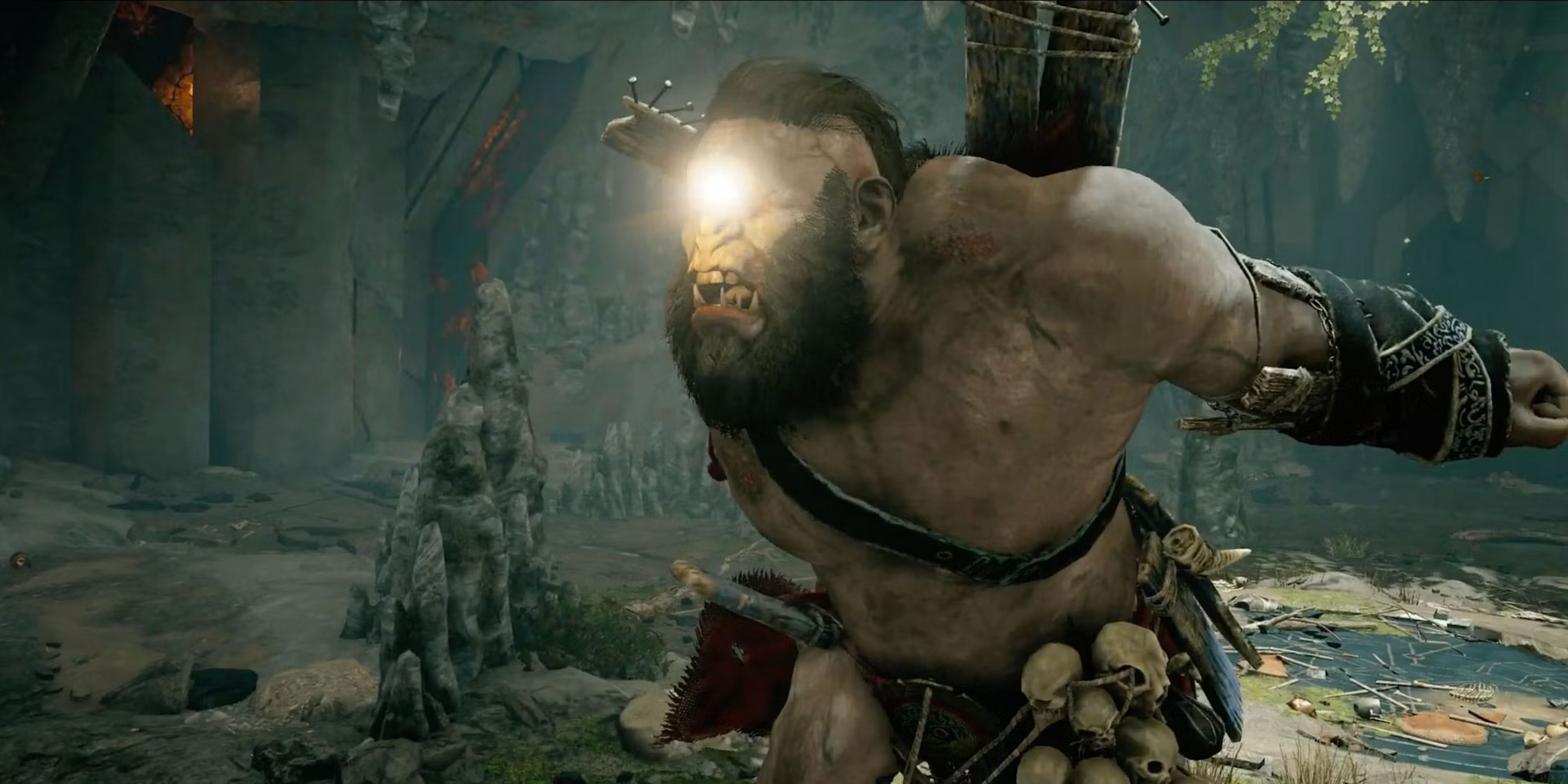 Cyclops screaming off camera while eye is glowing from Assassin's Creed Odyssey