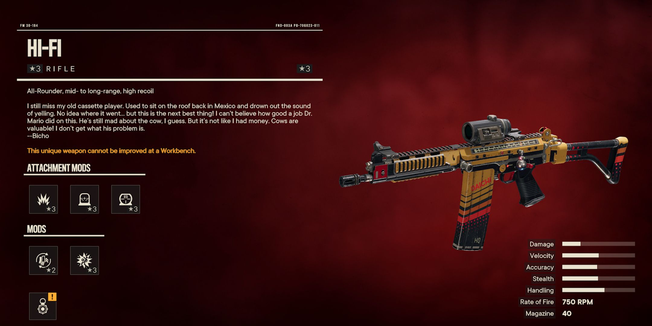 Far Cry 6 Hi-Fi Rifle Description