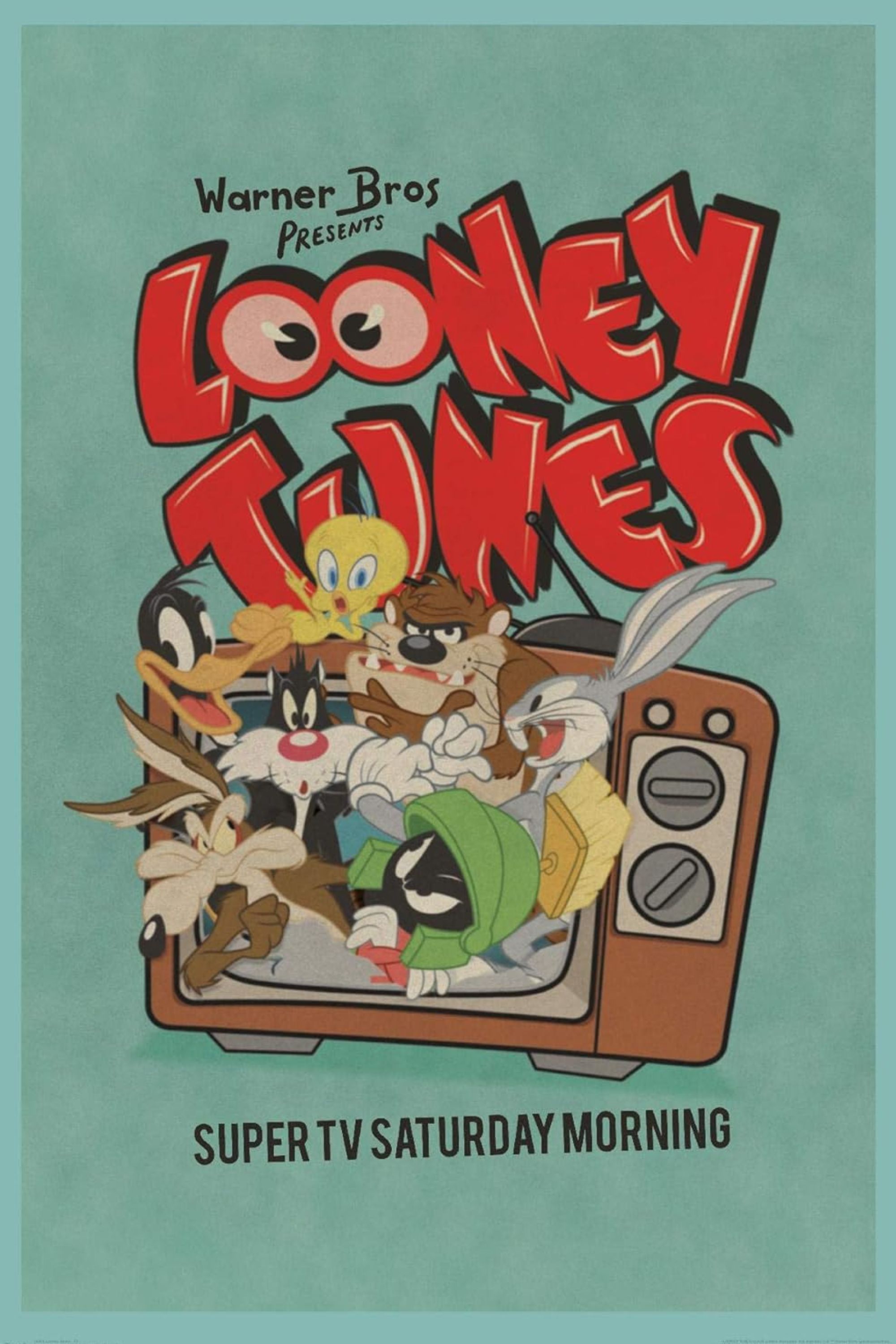 Looney Tunes Poster featuring Looney Tunes characters busting out of television set