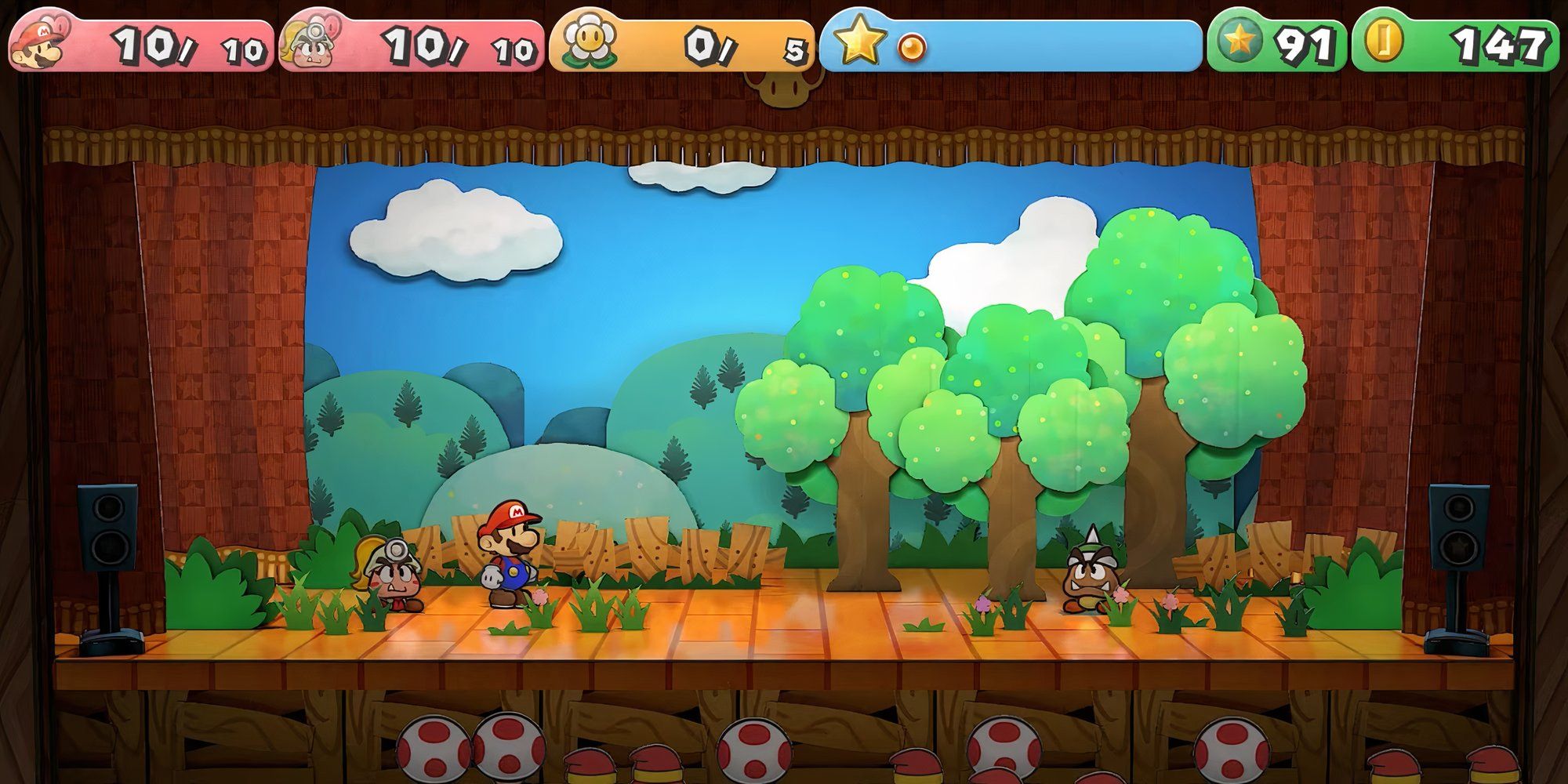 Mario fighting enemies in Paper Mario The Thousand-Year Door- battle