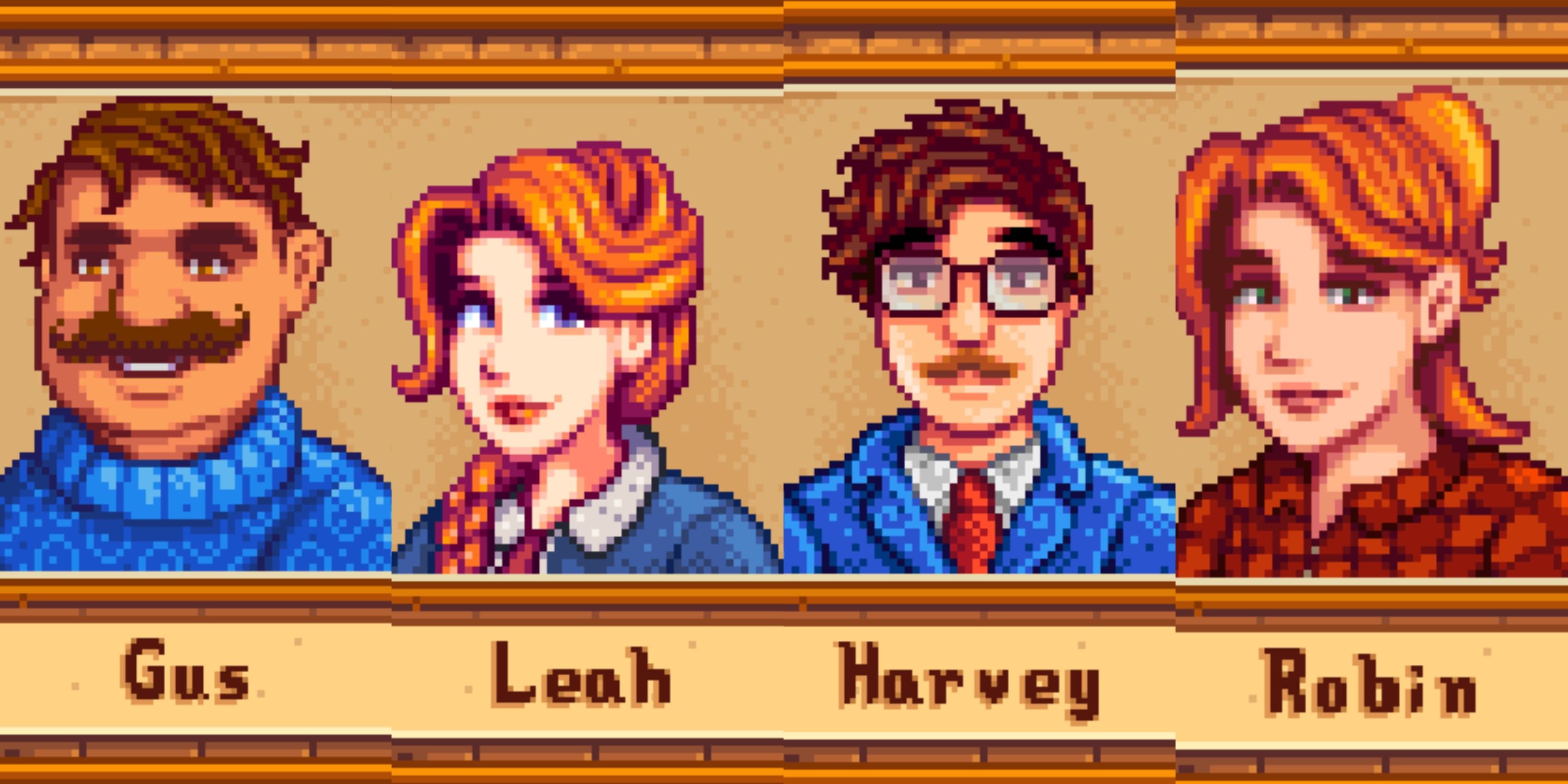 Stardew Valley Red and Blue Winter Outfits Gus, Leah, Harvey, Robin