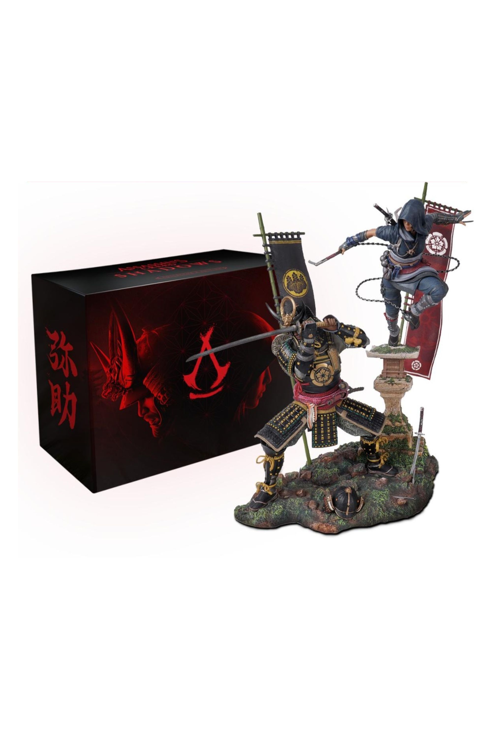 assassin's creed shadows collector's edition box and statue