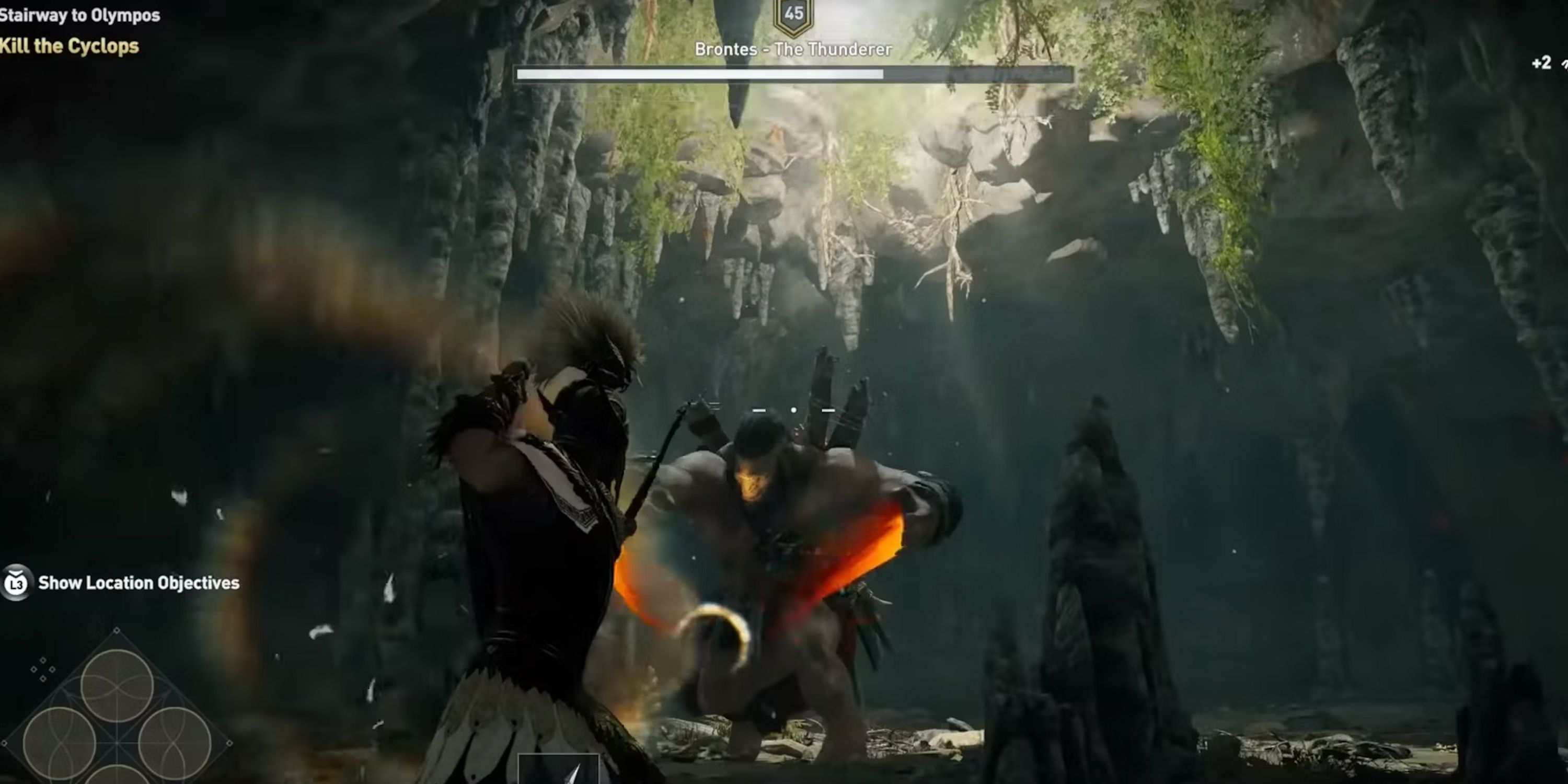Player facing off against the cyclops from Assassin's Creed Odyssey