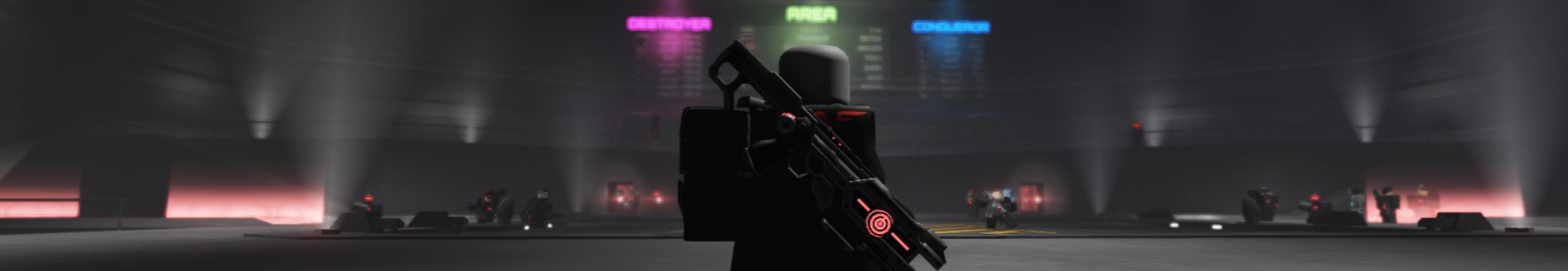 Someone from his back in the lobby in Darkdivers on Roblox