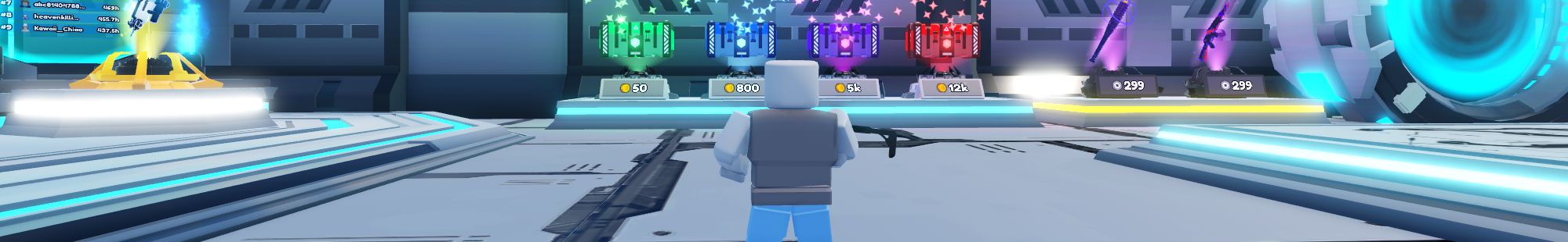 a player standing in the lobby in Skibidi Warriors on Roblox