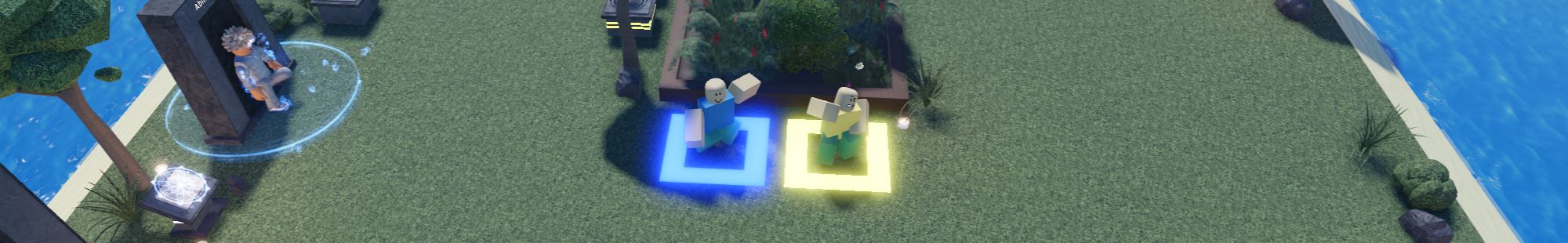 The Codes NPC and Shop NPC from top-down view in Fight For Survival on Roblox