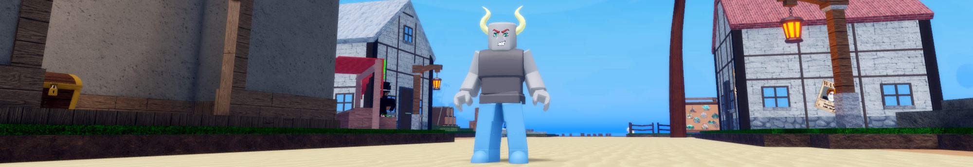 Someone standing in Fruit Seas on Roblox