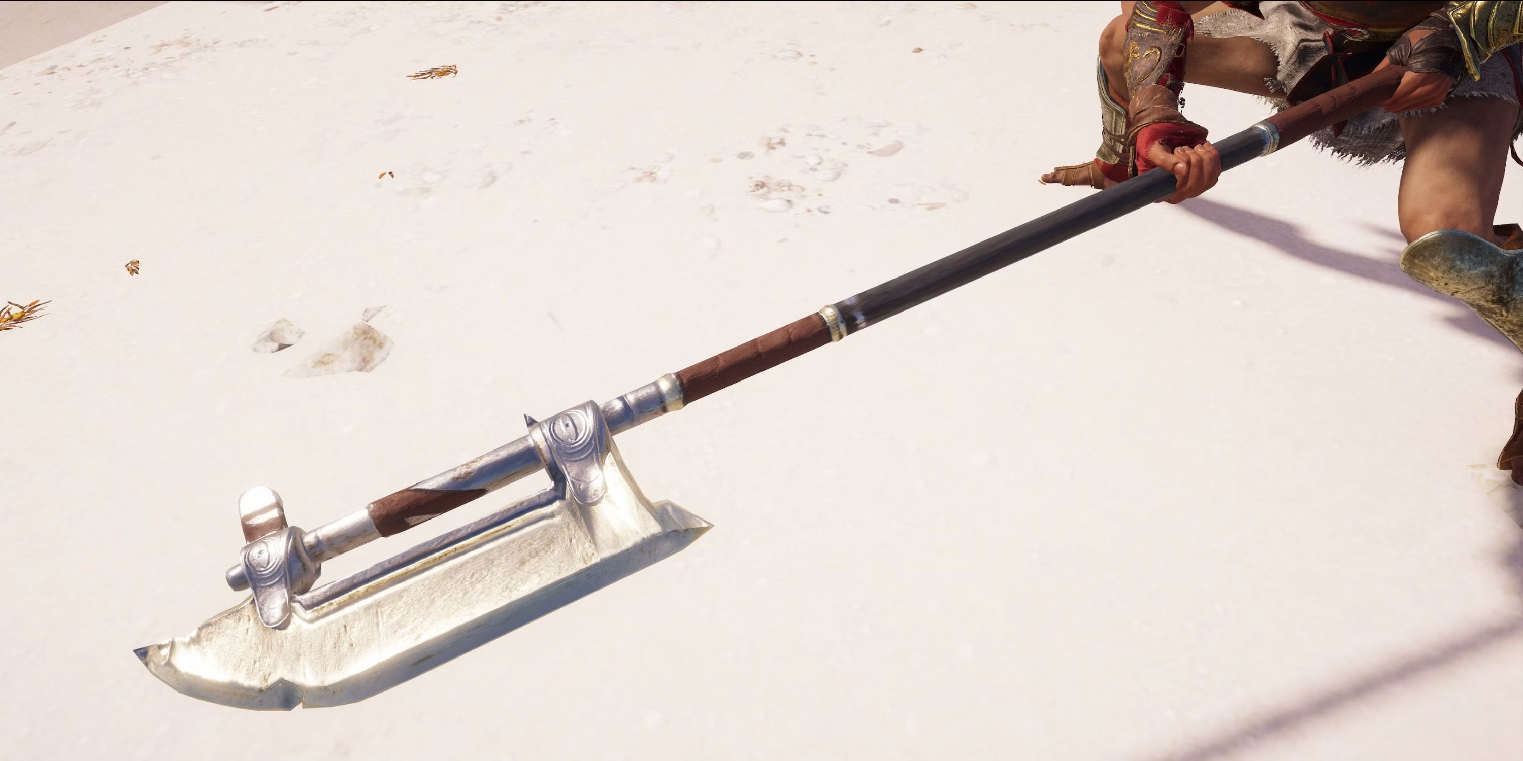screenshot of player holding haliberd from Assassin's Creed Odyssey