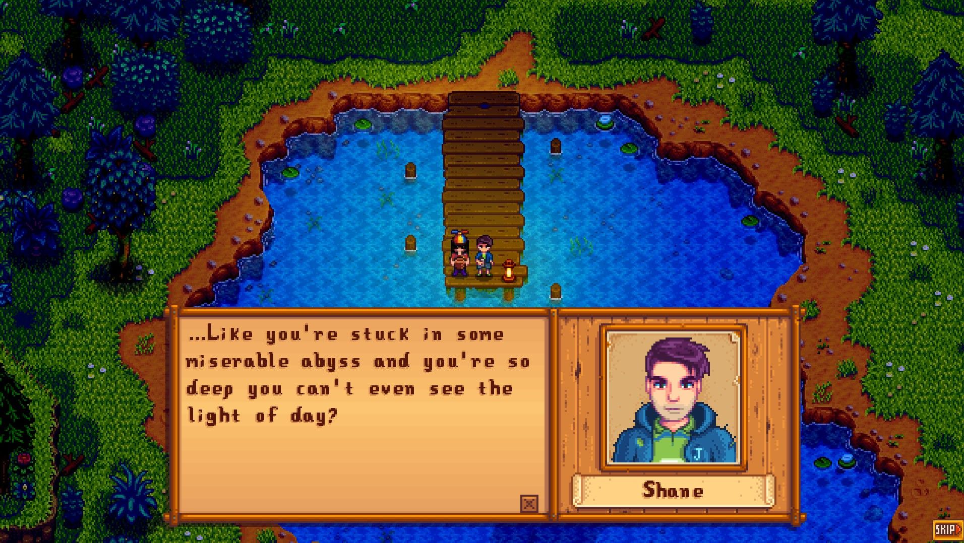 shane talking about his depression in stardew valley