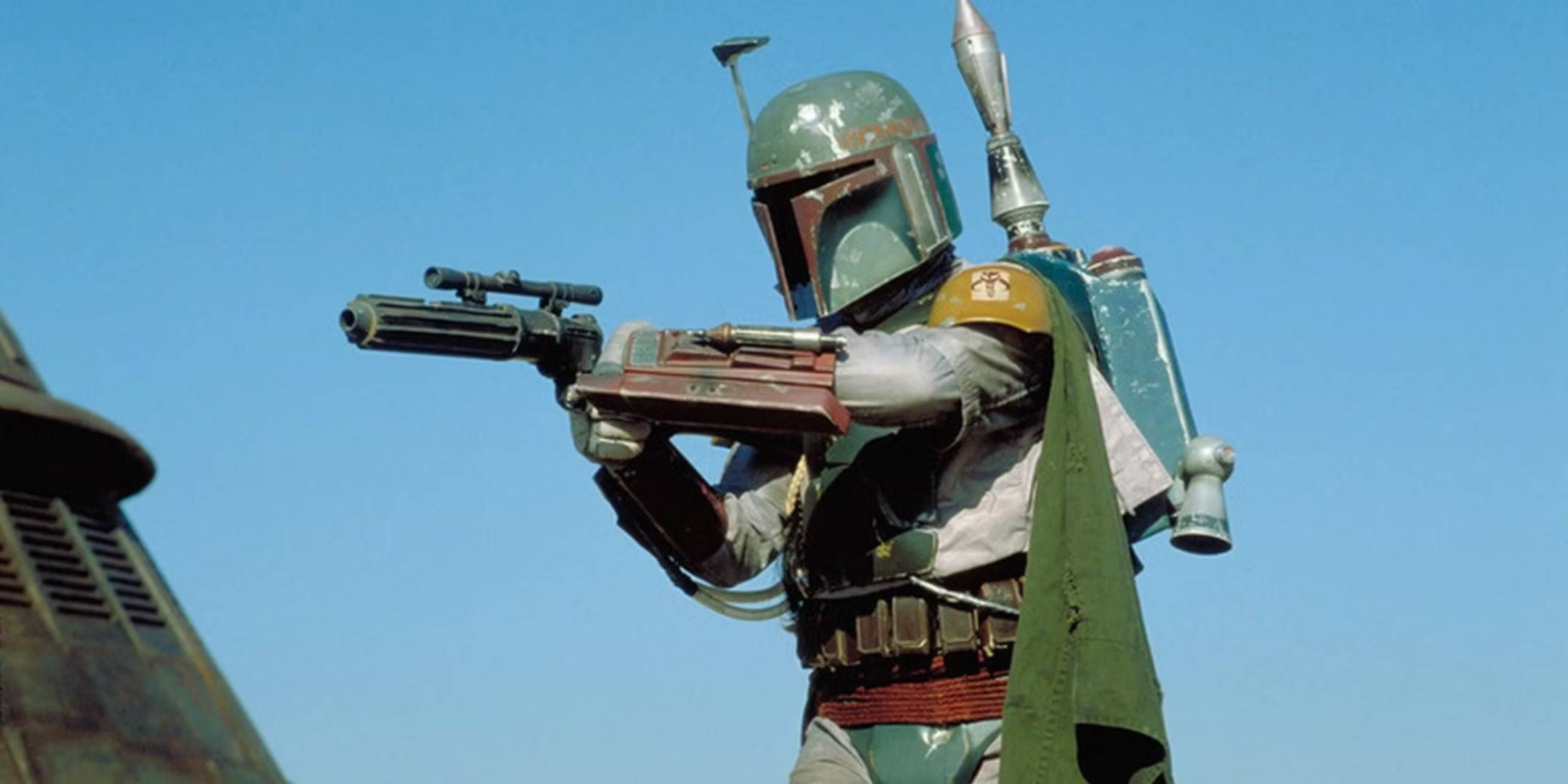 Star Wars - Boba Fett on Jabba the Hutt sail barge in his Mandalorian armor in Return of the Jedi