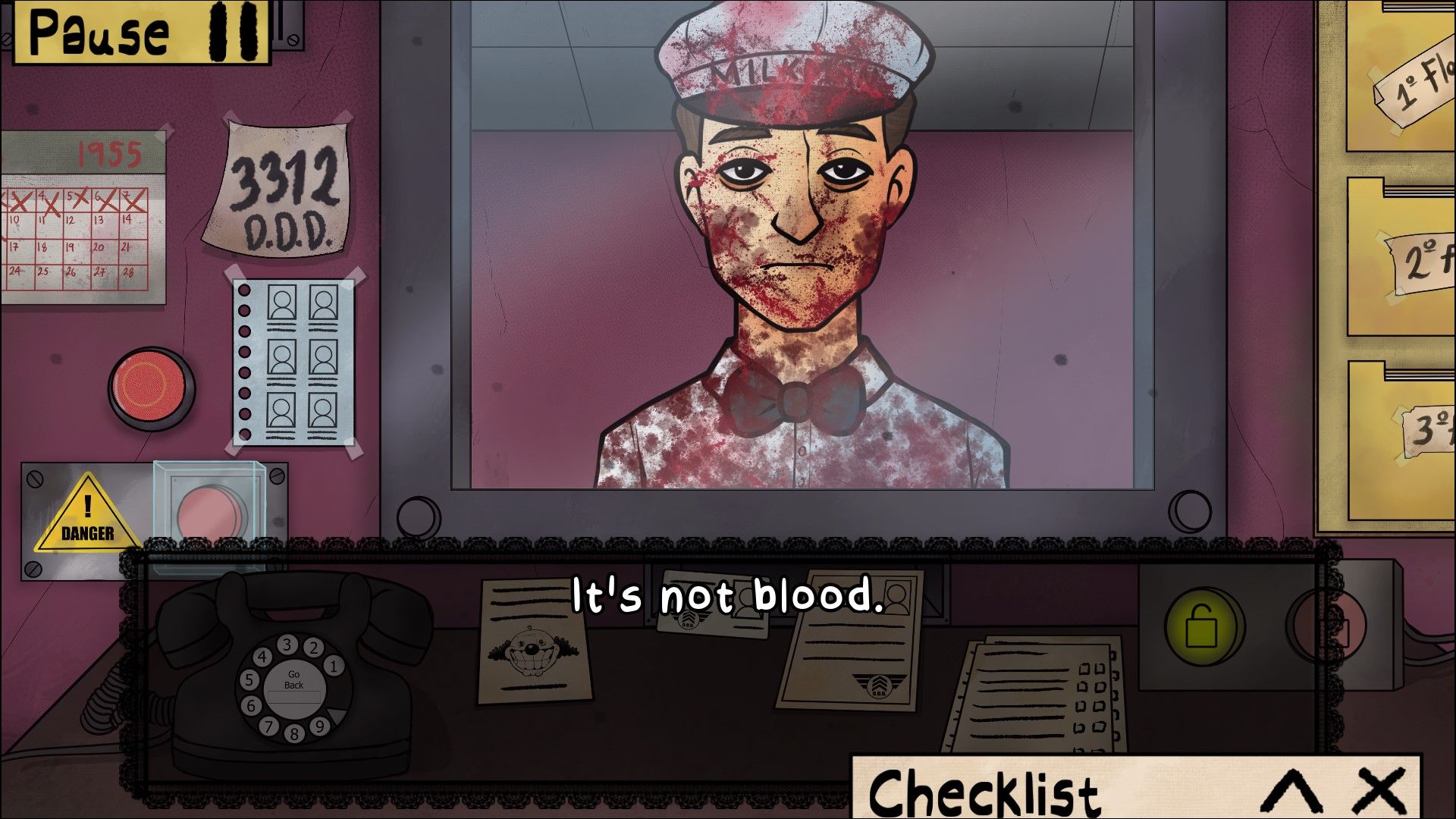 That's Not My Neighbor: Francis says it's not blood.