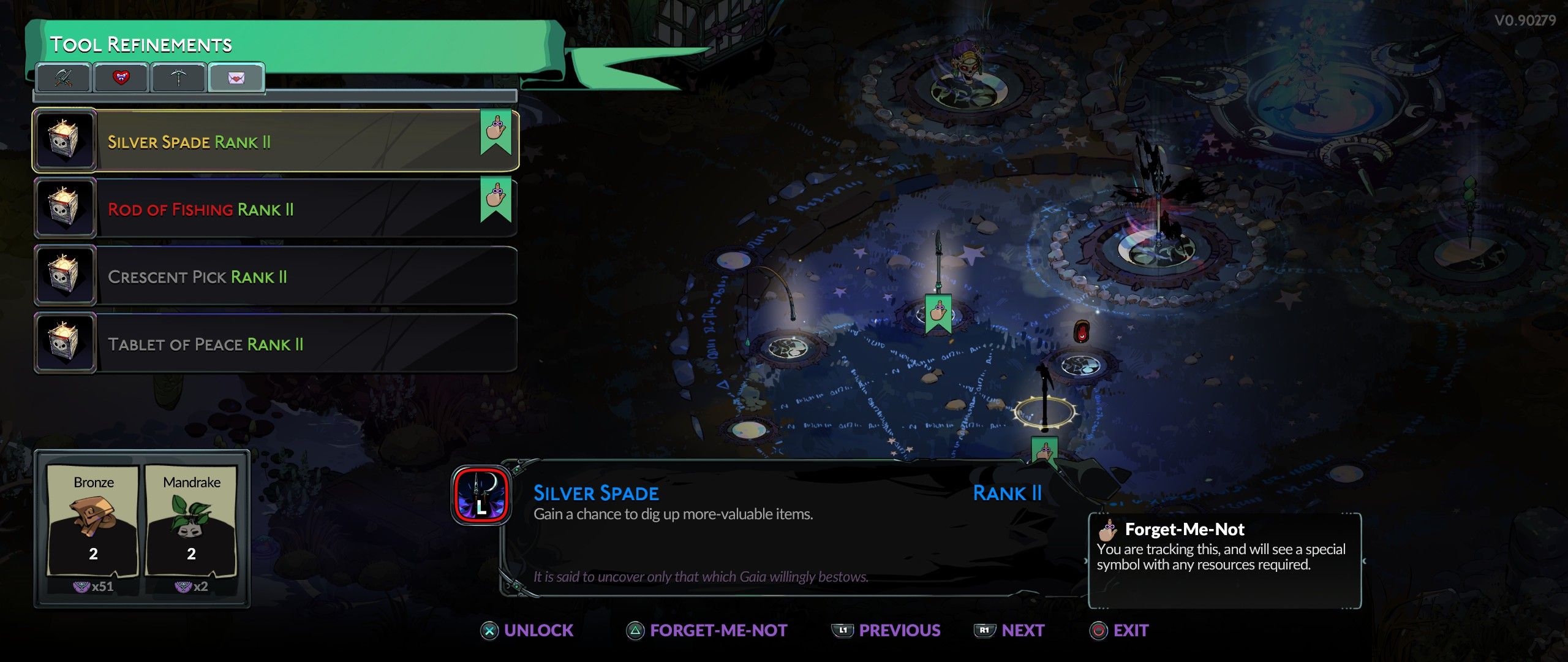 The tool upgrade menu in Hades 2