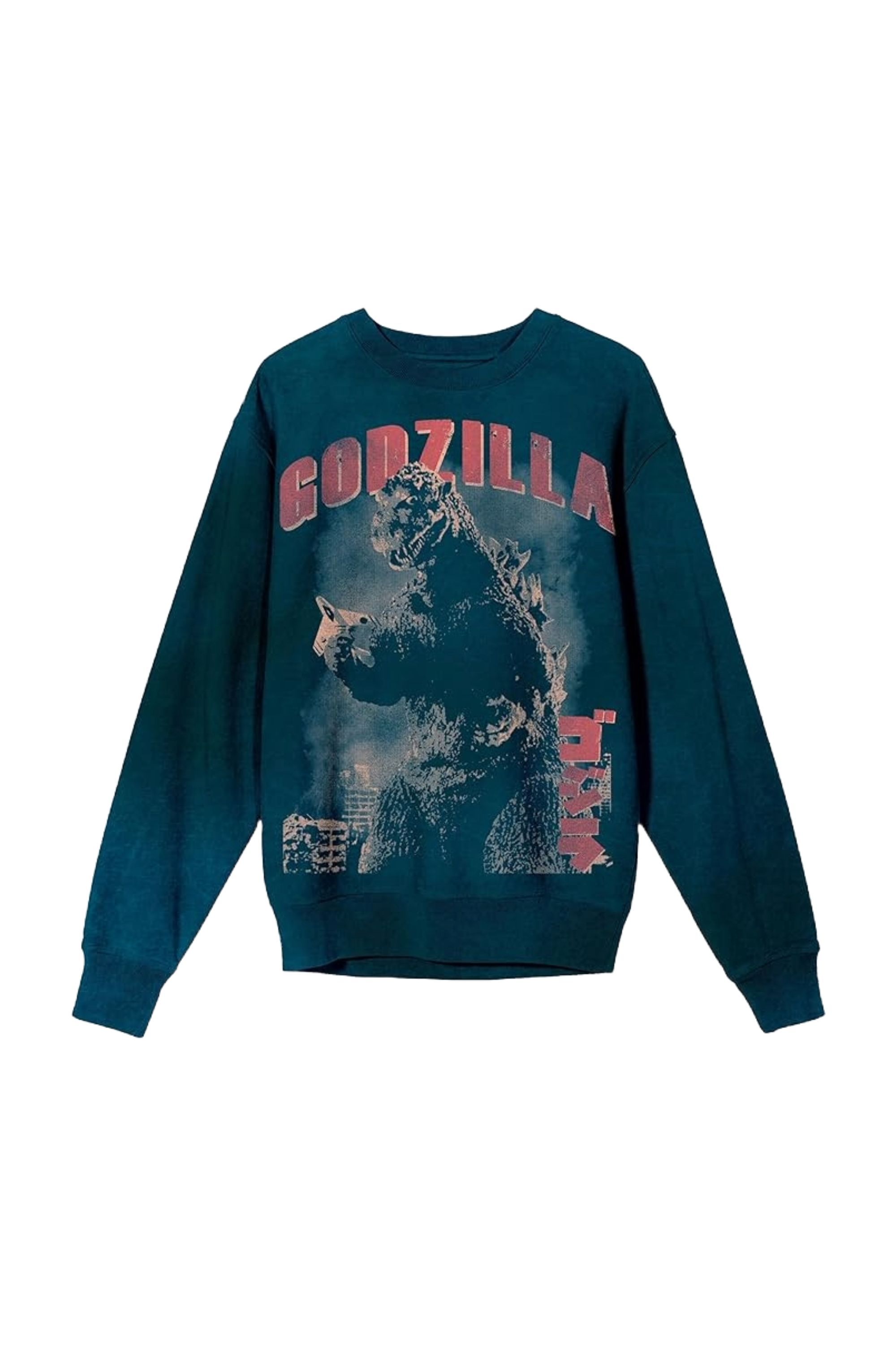 Bioworld Godzilla Vintage Art Crew Neck Long Sleeve Sweatshirt