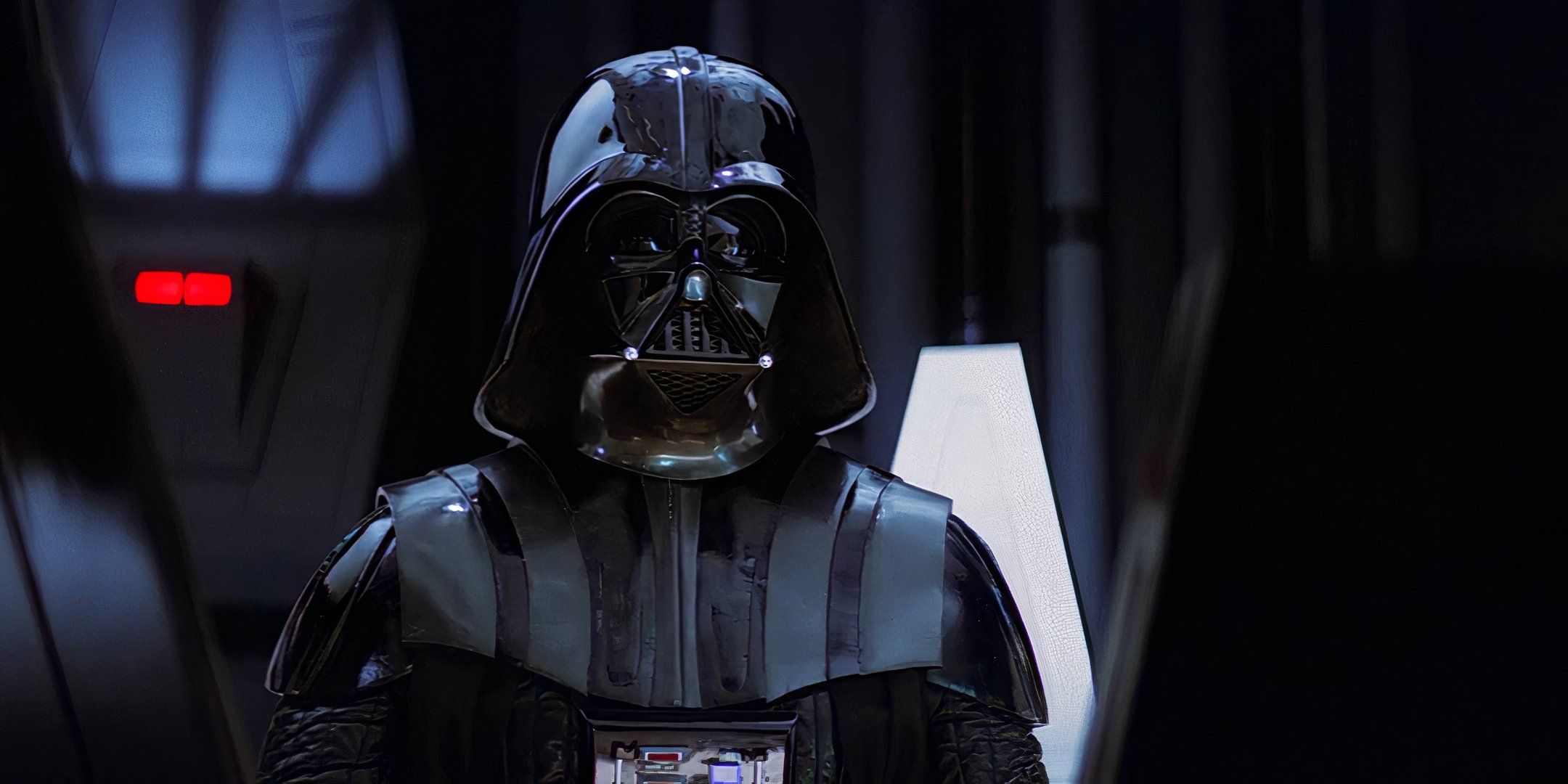Darth Vader gazing at the camera in The Empire Strikes Back