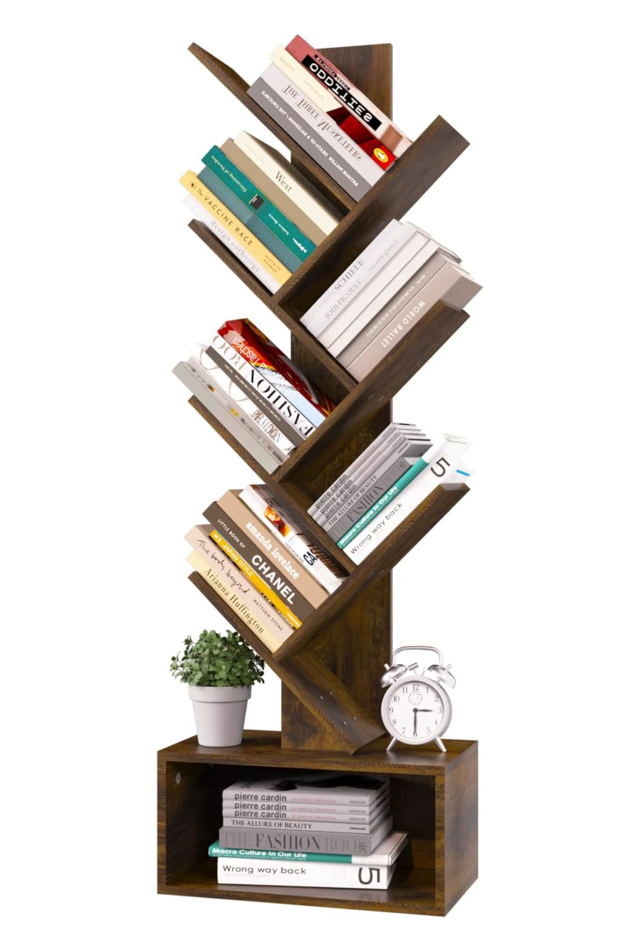 The 5-tier Yoobure Tree Bookshelf against a white background.