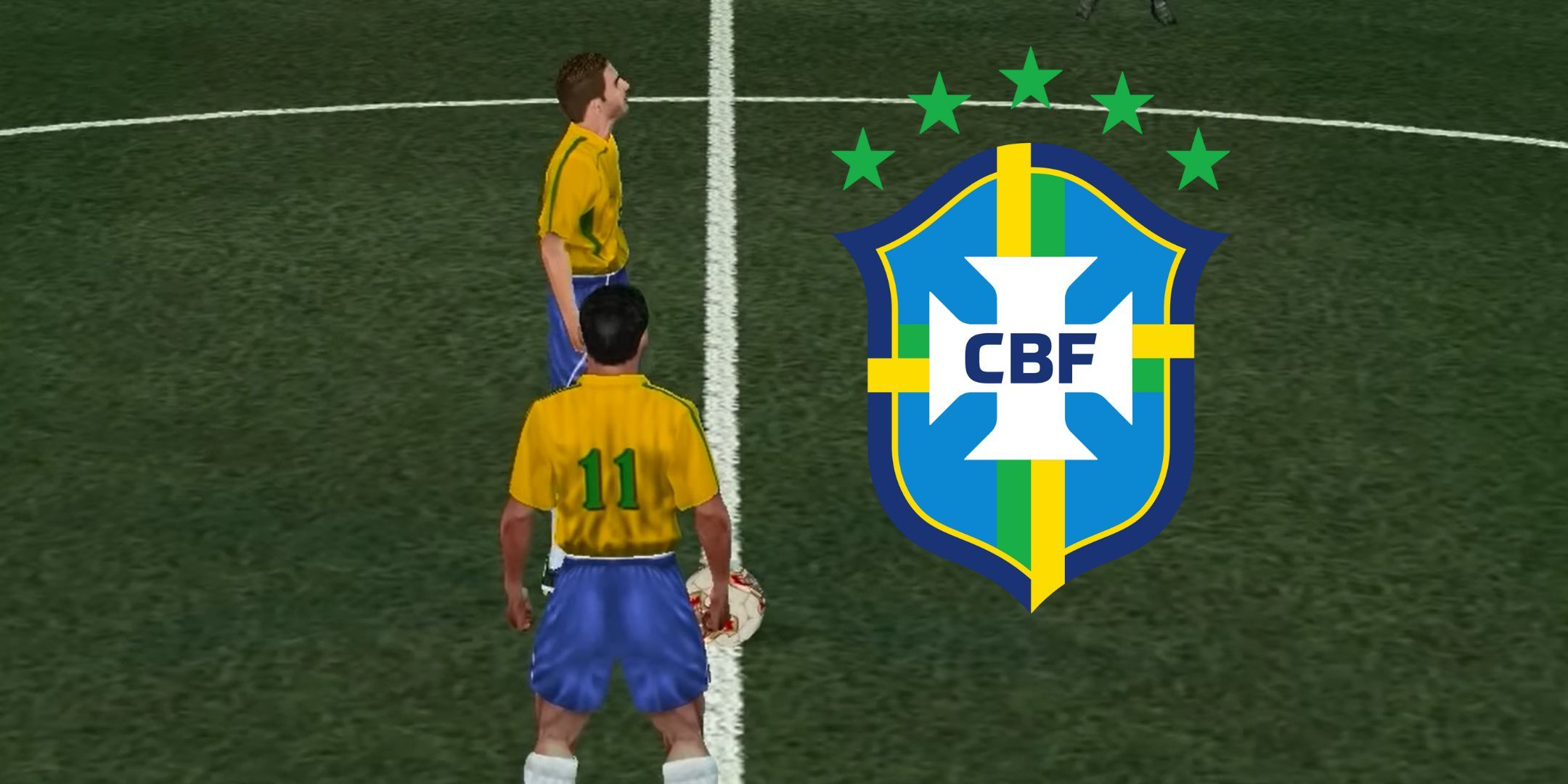 2002 FIFA World Cup Brazil Players Kick Off With Brazil Badge