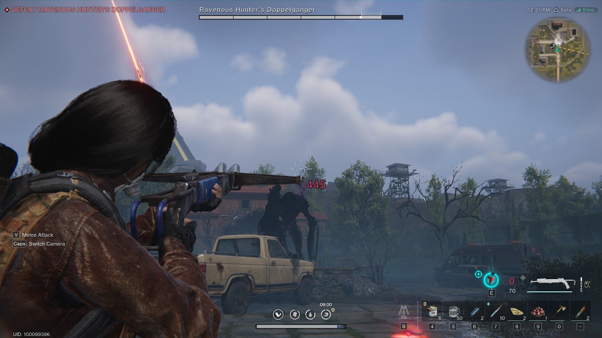 Once Human player aiming crossbow at ravenous hunter's doppleganger