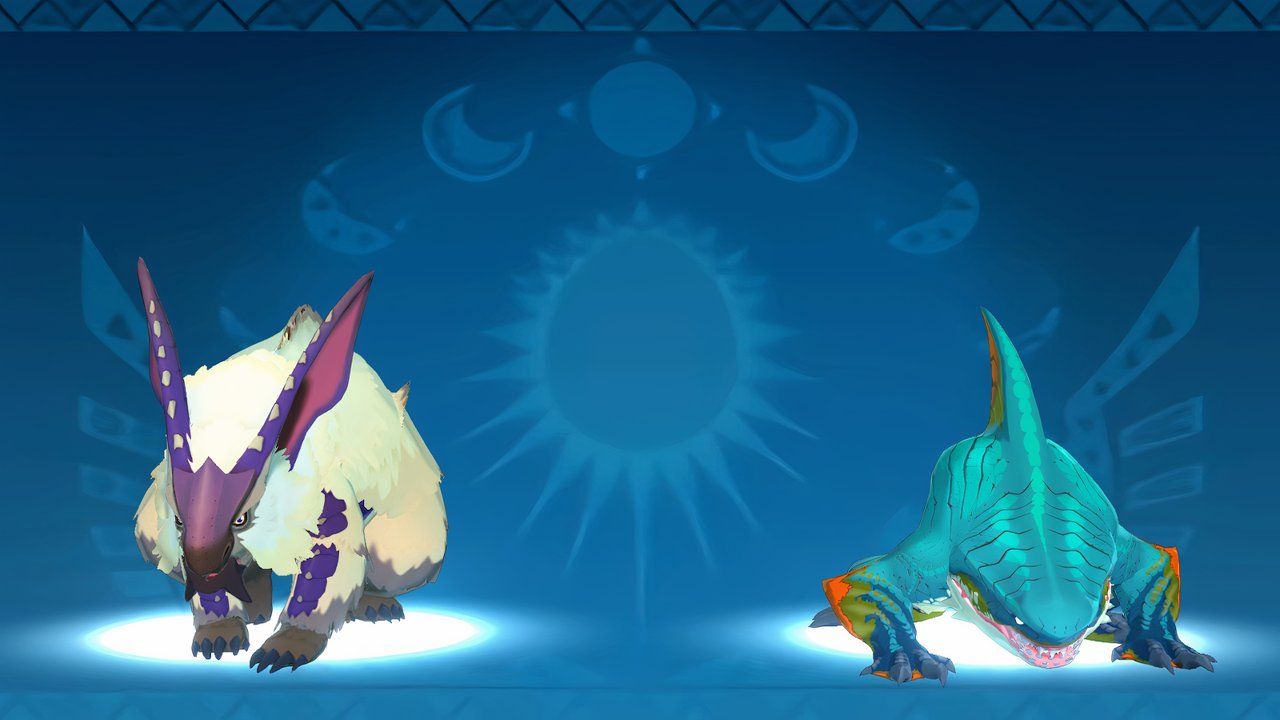 a lagombi and zaptrios in the rite of channeling in monster hunter stories