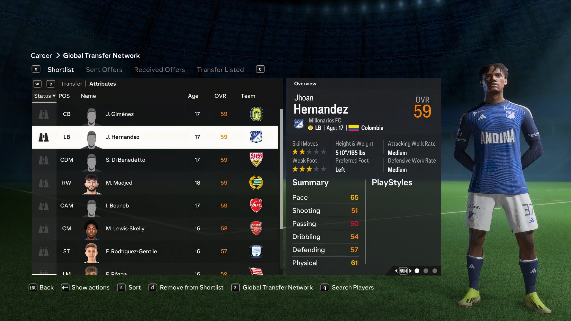 An image of Jhoan Hernandez in EA Sports FC 24