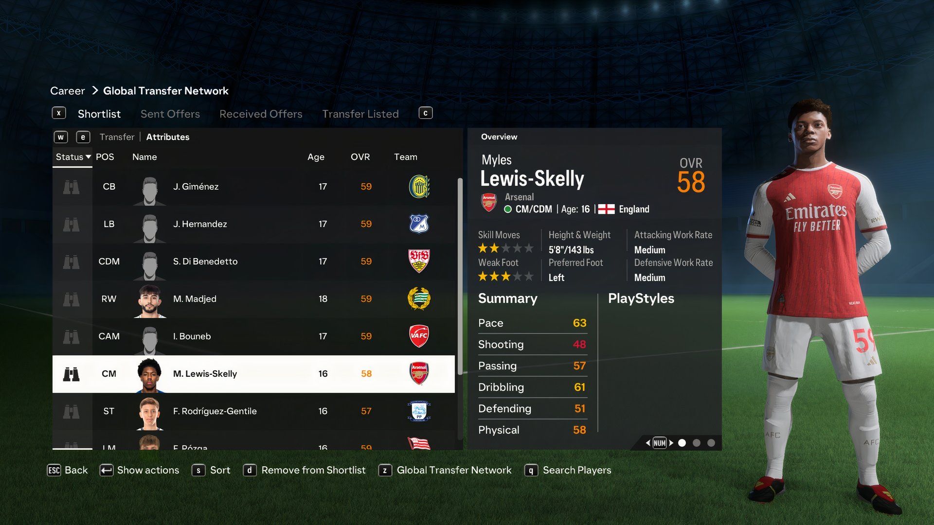 An image of Myles Lewis-Skelly in EA Sports FC 24