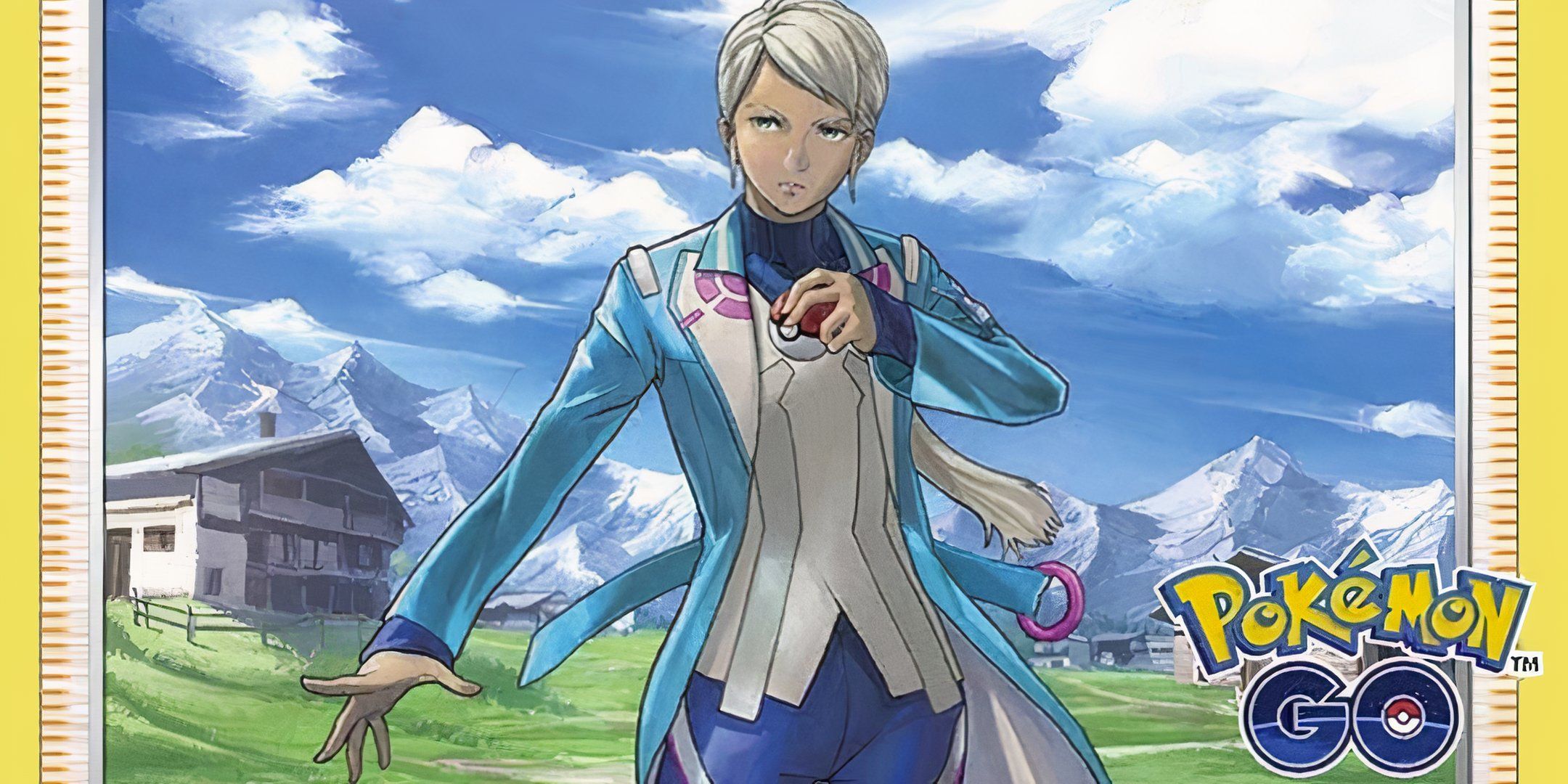 Blanche holding a Pokémon ball from one of thier Pokémon cards.  
