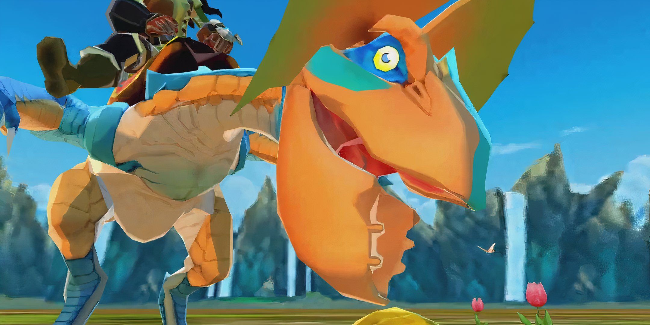 Blue Yian Kut-Ku getting a meal in Monster Hunter Stories: Remastered