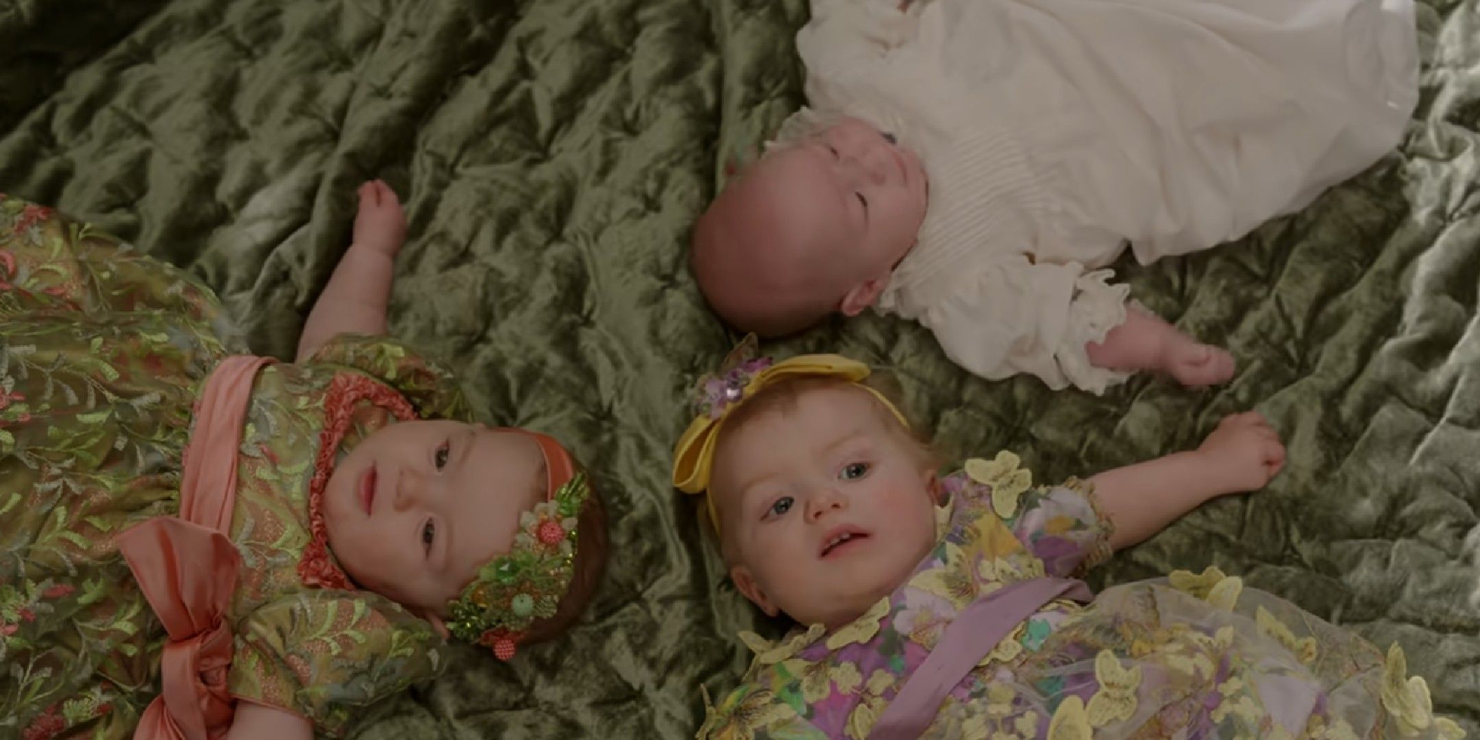 bridgerton image showing the babies of the featherington sisters