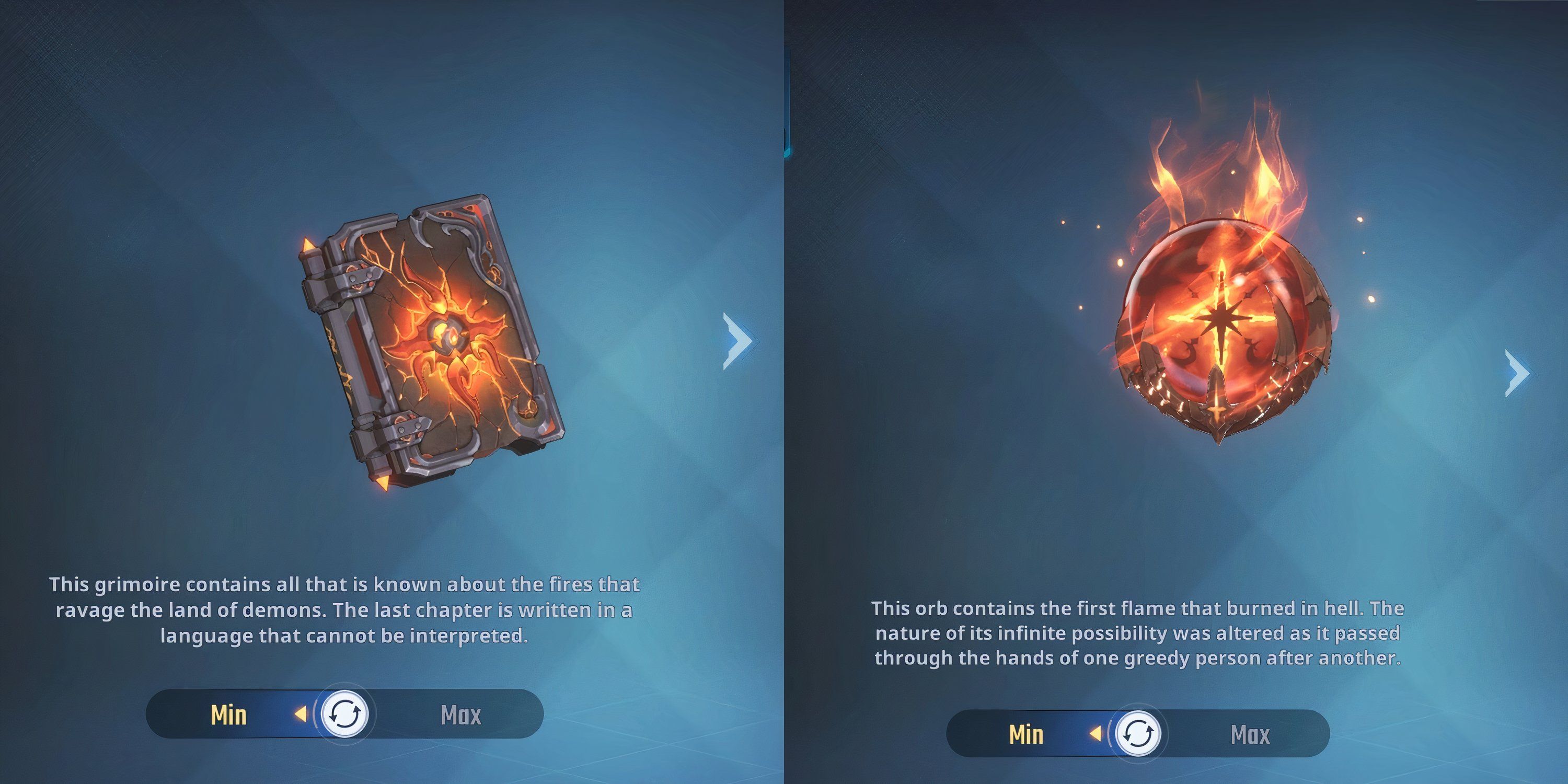 Burning Demon’s Grimoire and Orb of Avarice skills in Solo Leveling