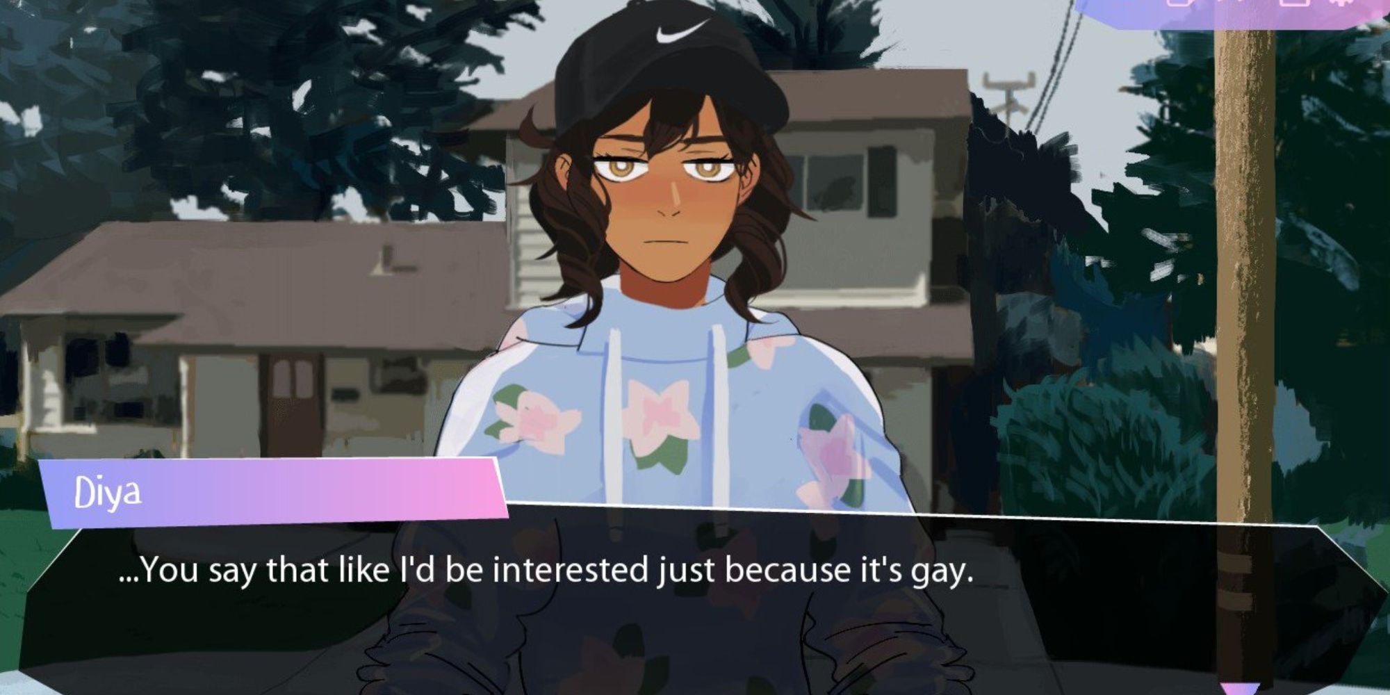 Butterfly soup, Diya and the main character talking
