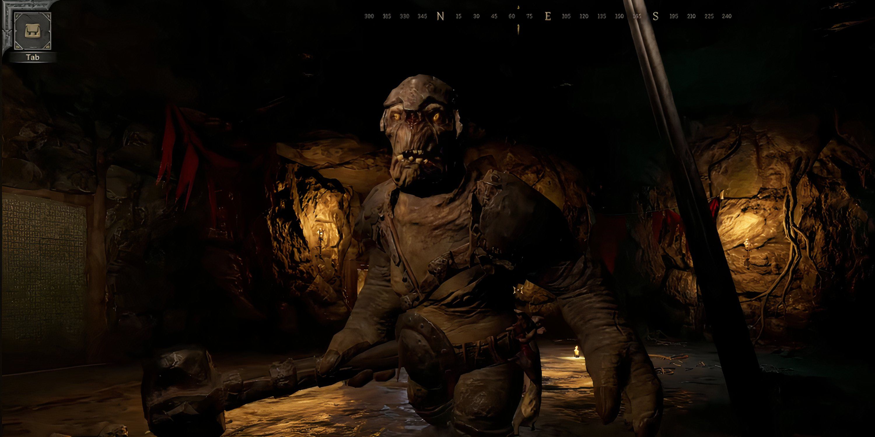 Cave Troll using damaging melee attacks in Dark and Darker