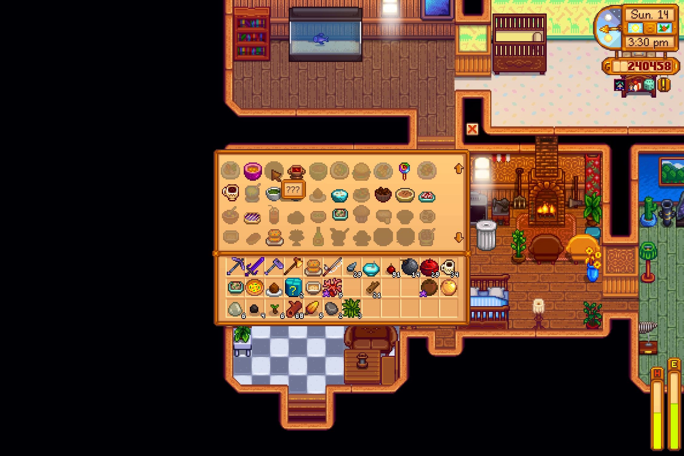 cooking at the farmhouse with a recipe missing in stardew valley