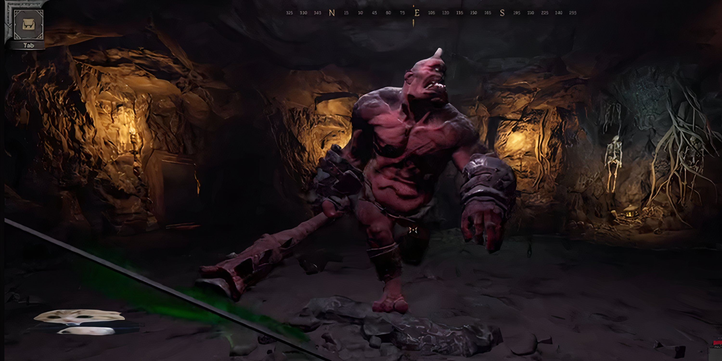 Cyclops attacking with his club in Dark and Darker