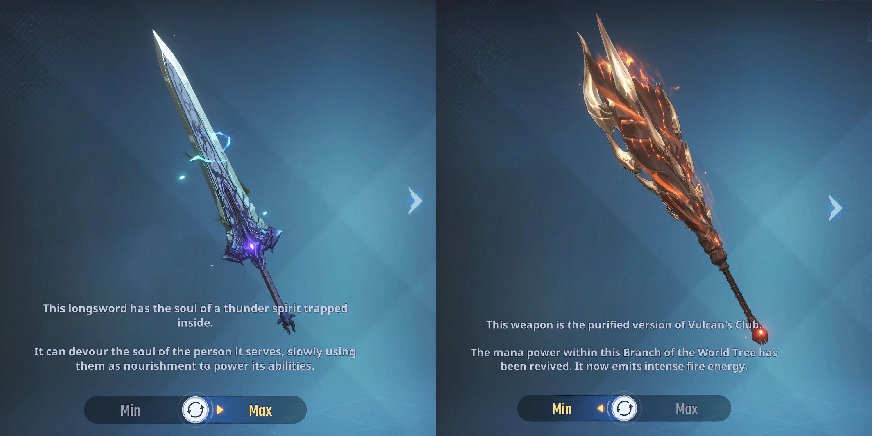 Demon King’s Longsword and Vulcan’s Rage shield effects in Solo Leveling
