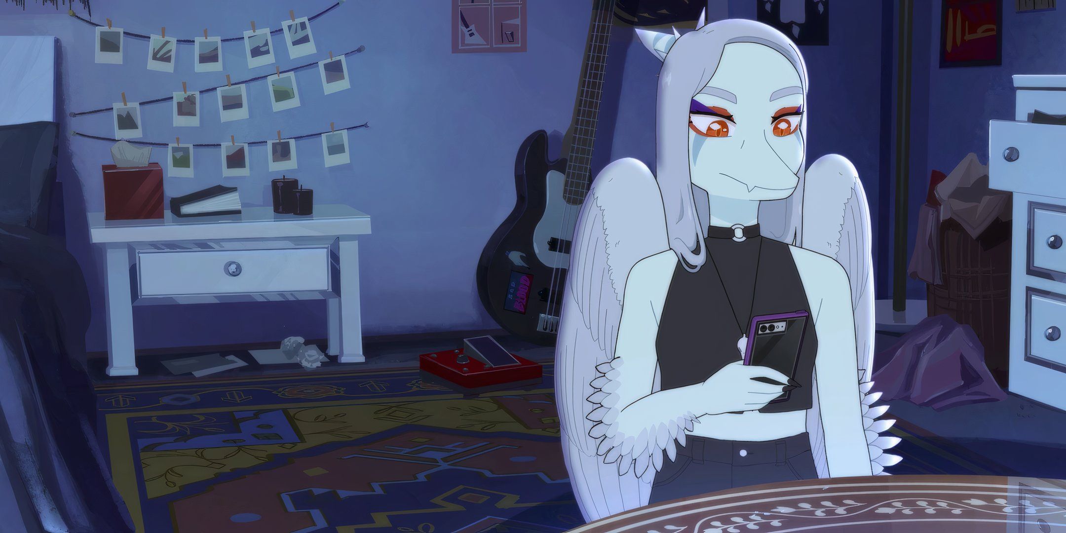 Fang on thier phone in thier room. 