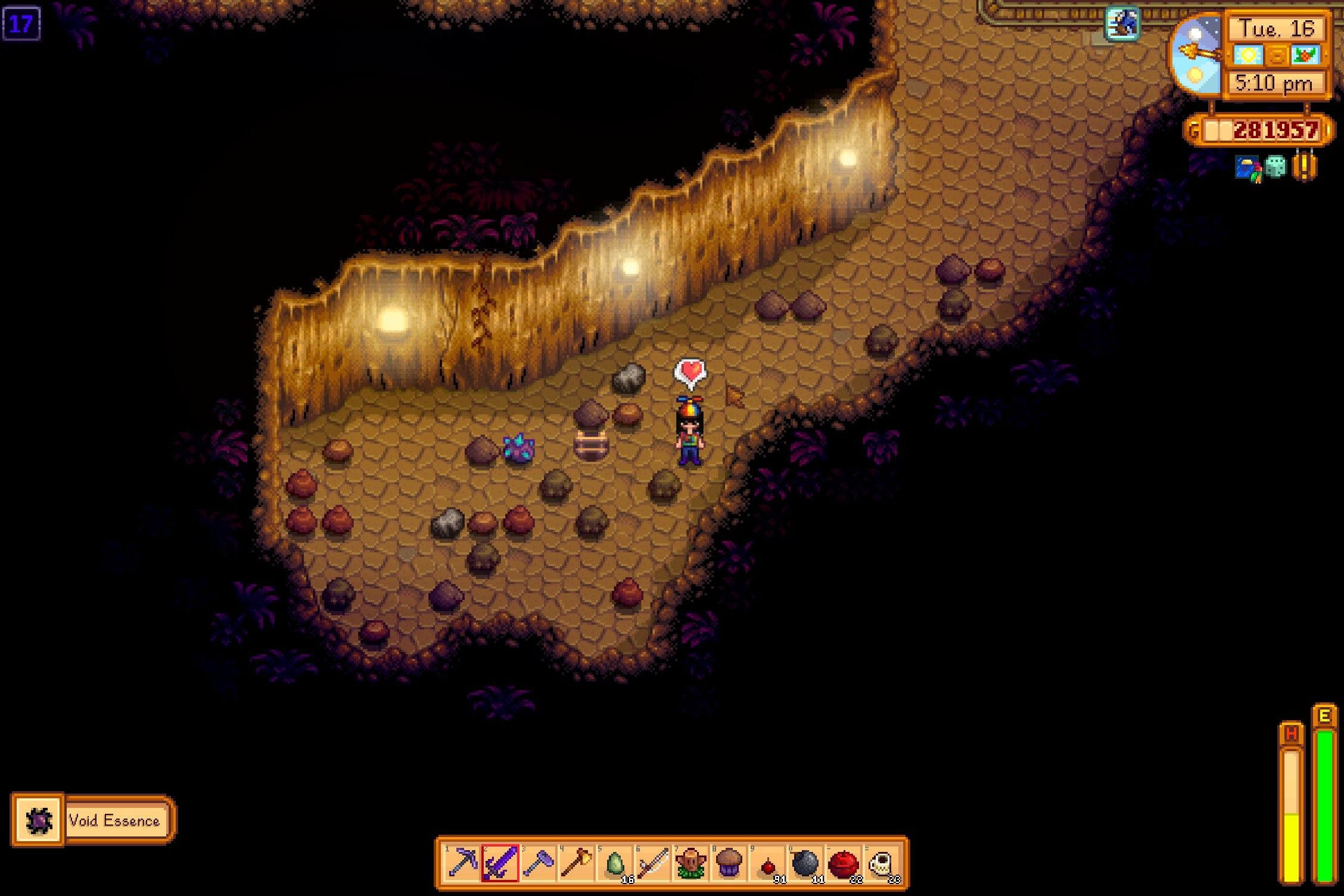 finding an iridium ore in the skull cavern in stardew valley