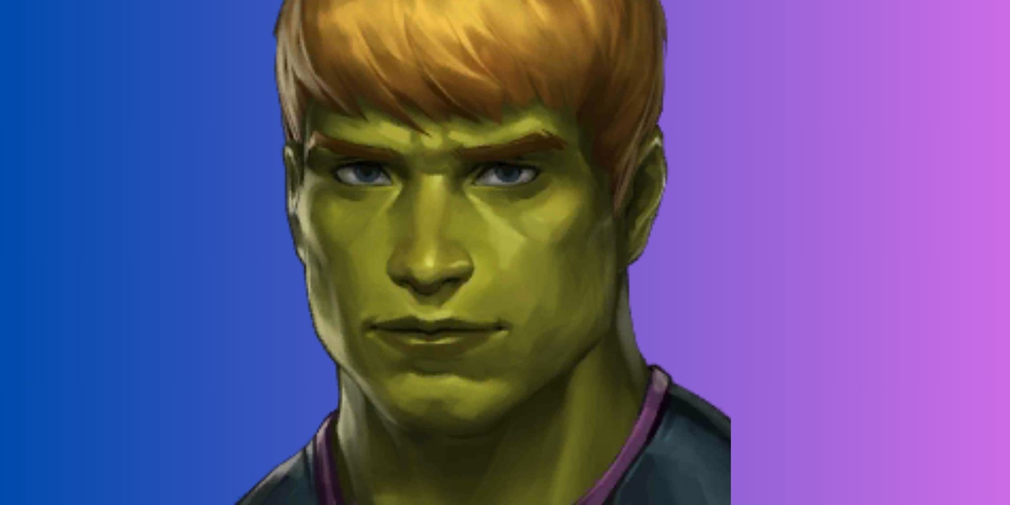 hulkling over a blue and purple background
