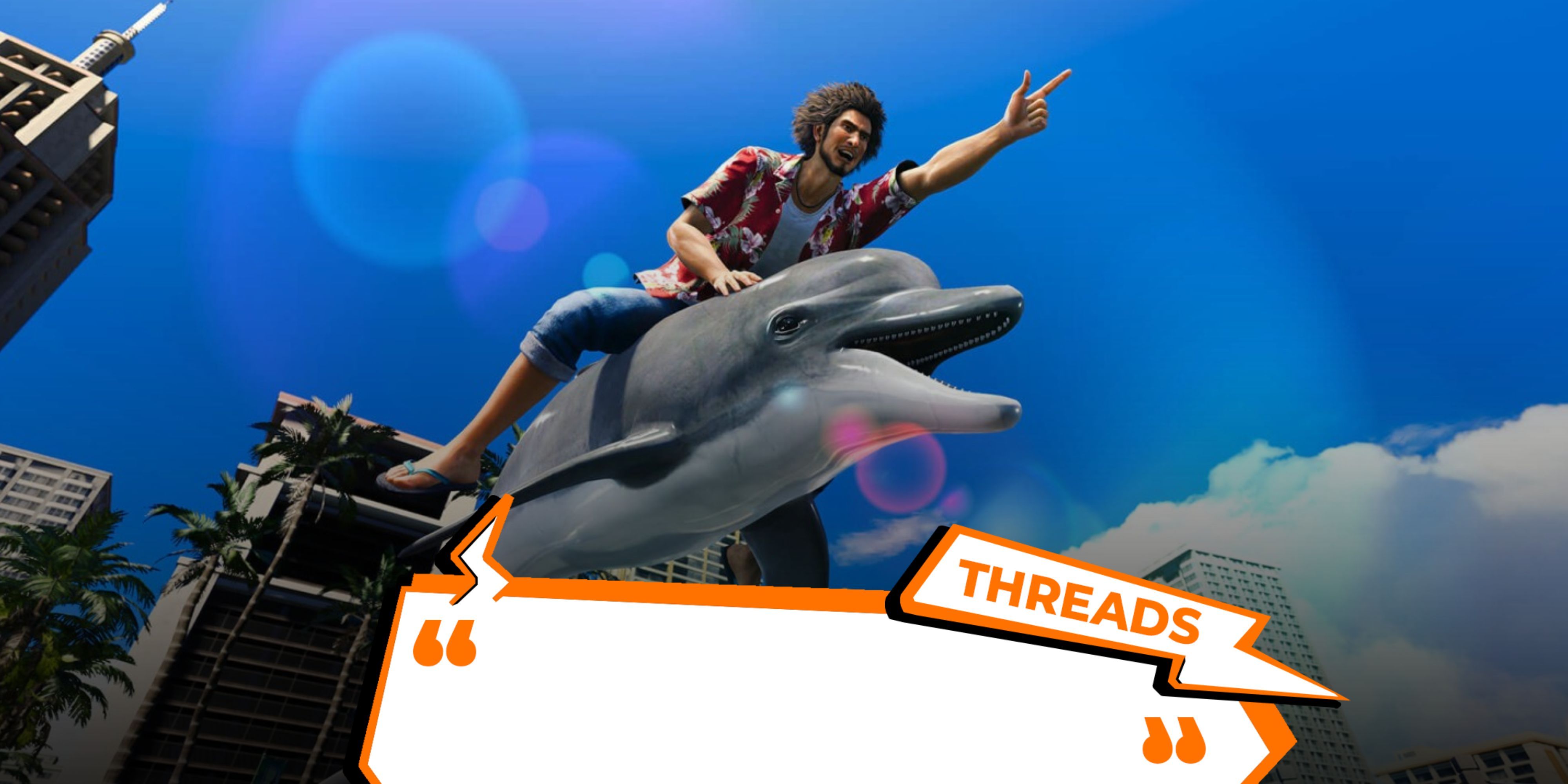 Ichiban jumping on a dolphin with TG Threads
