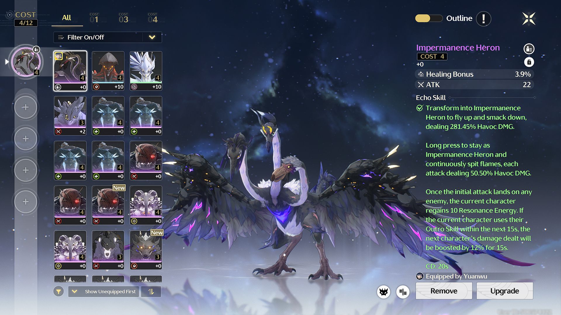 impermanence heron echo for yuanwu