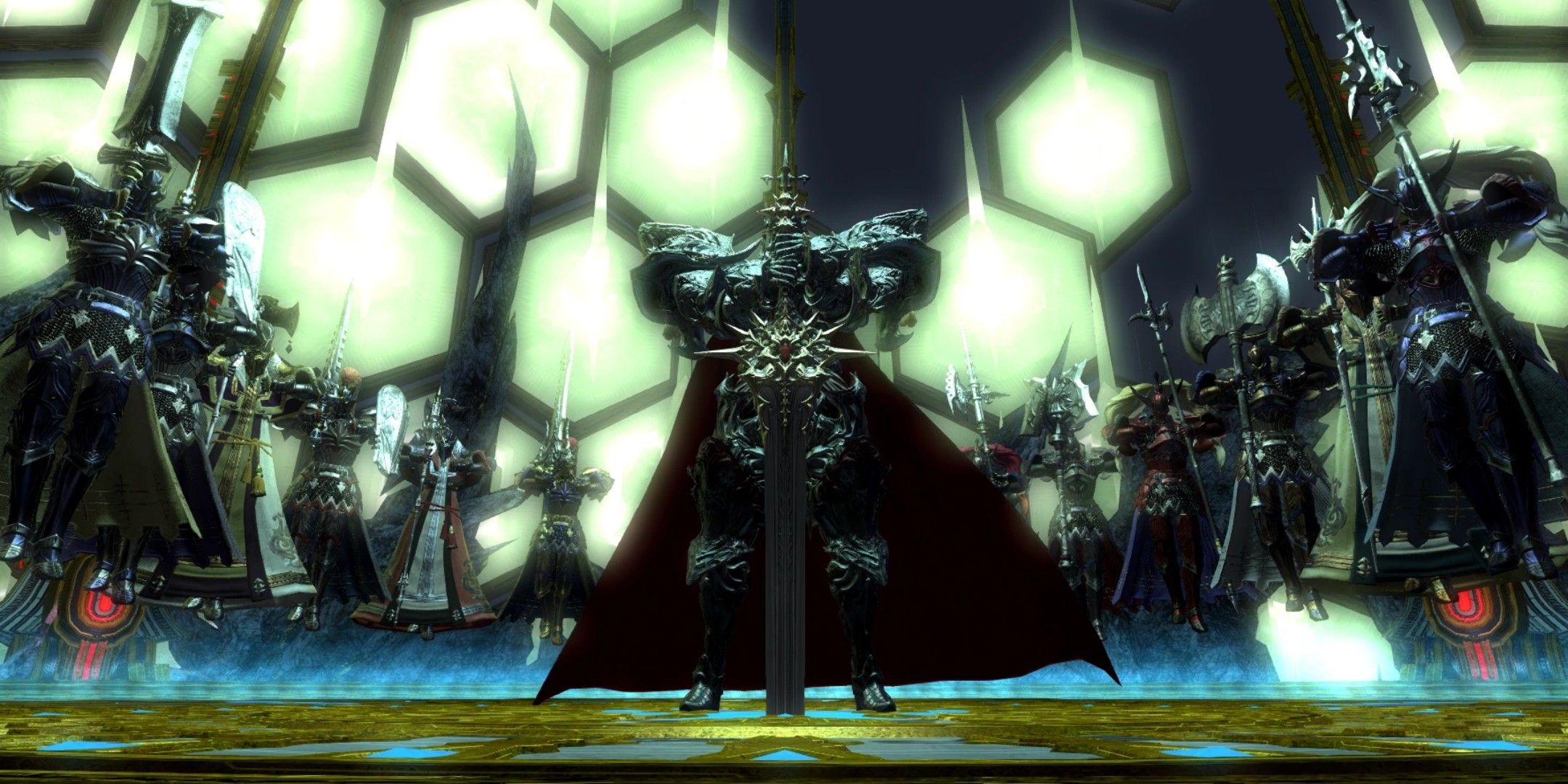 Knights Of The Round stands surrounding King Thordan from FF14 Heavensward