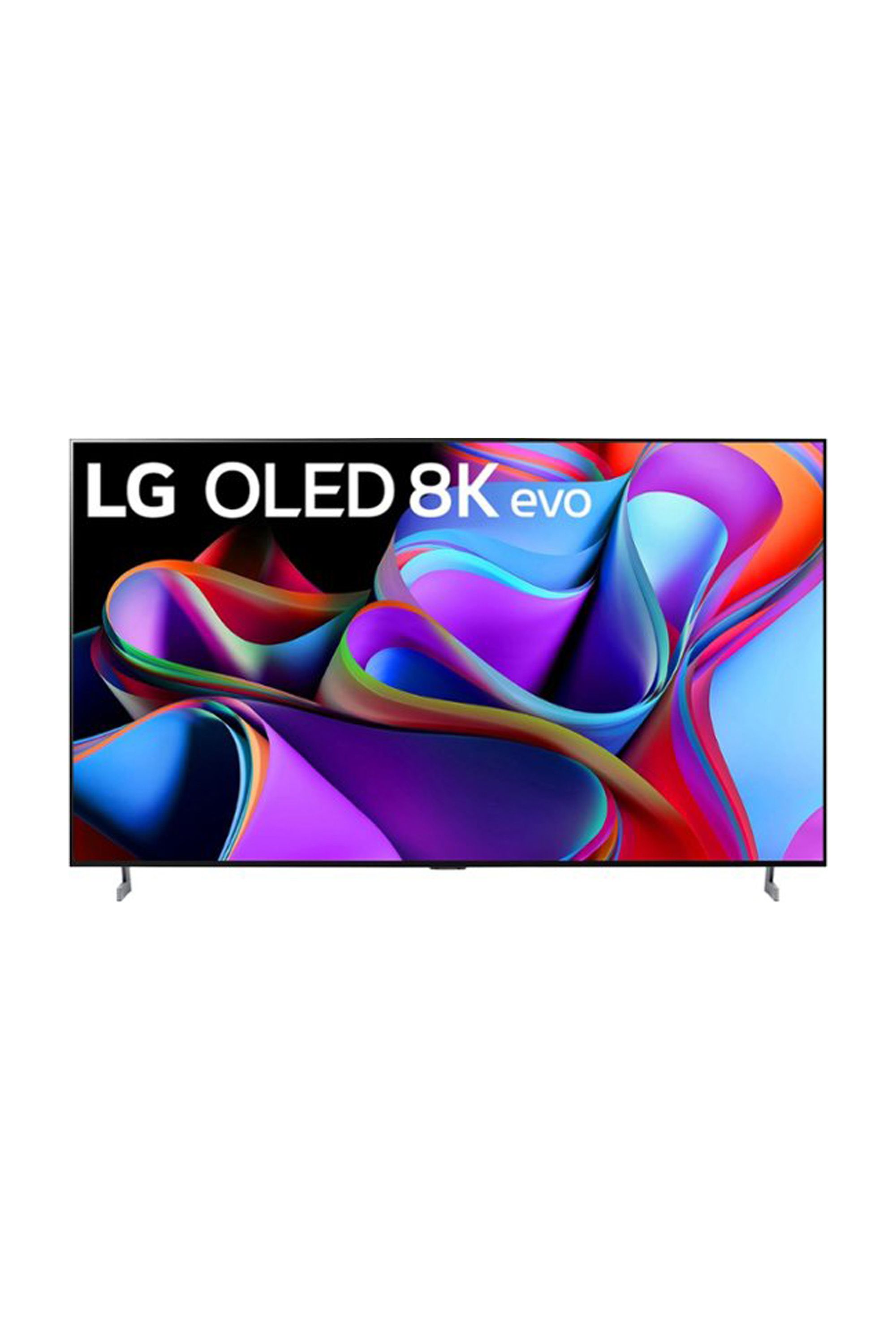 LG Z3 OLED 8K evo TV displaying a colorful abstract image.
