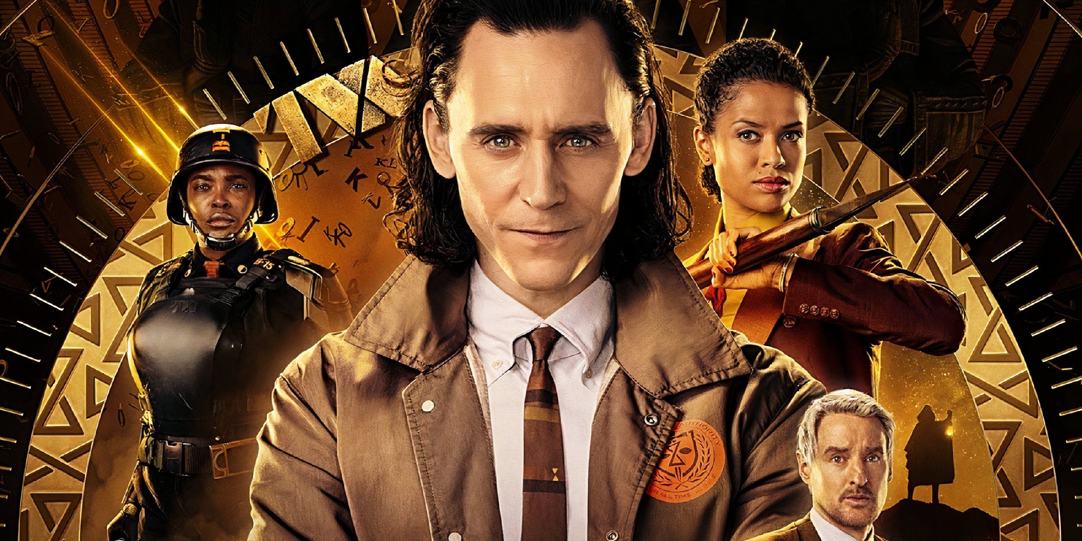 Loki stood in front of time keepers in his variant jacket